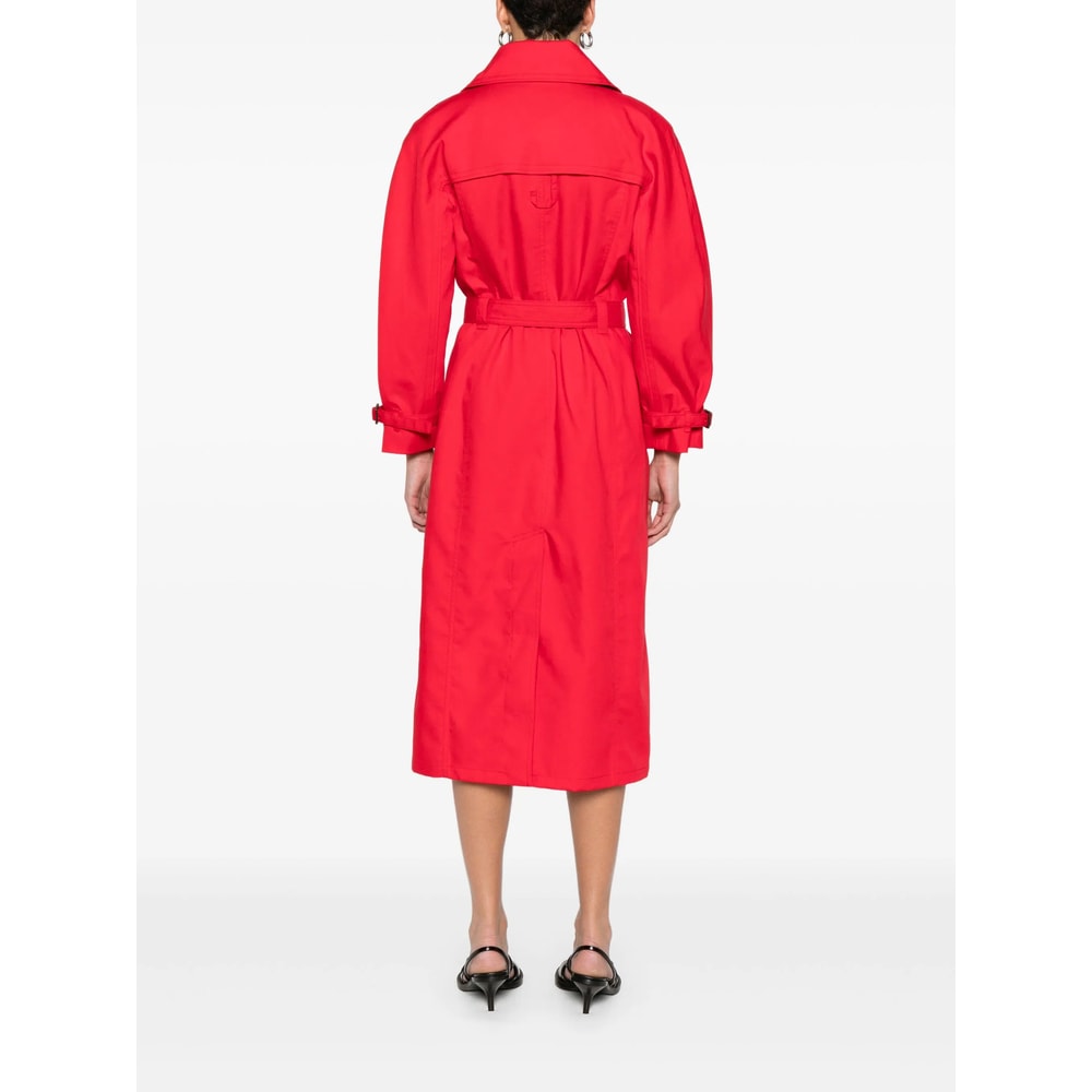 Jacquemus Belted Trench Coat With Structured Collar In Red