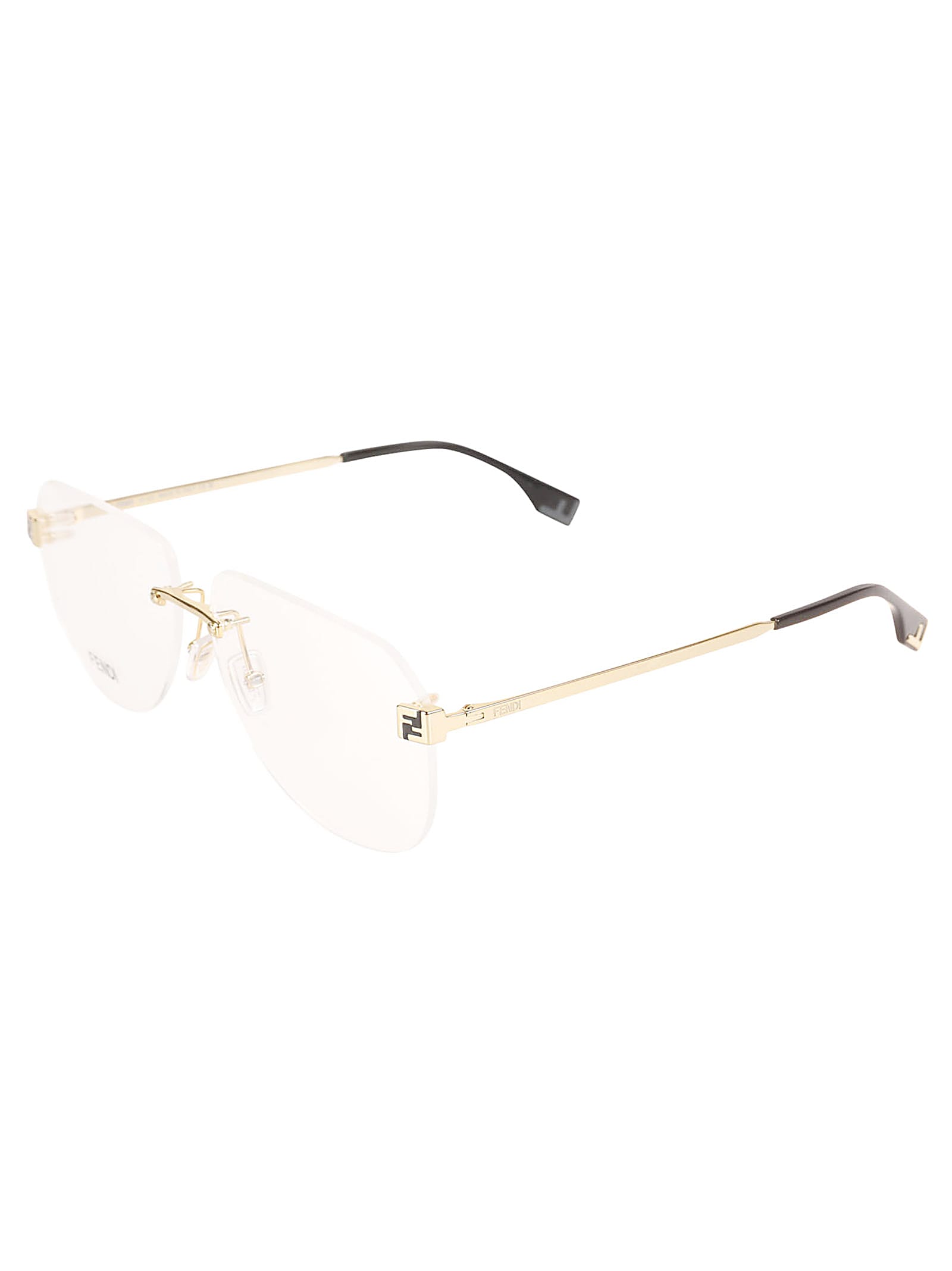 Shop Fendi Frameless Clear Lense Glasses In 032 - Yellow