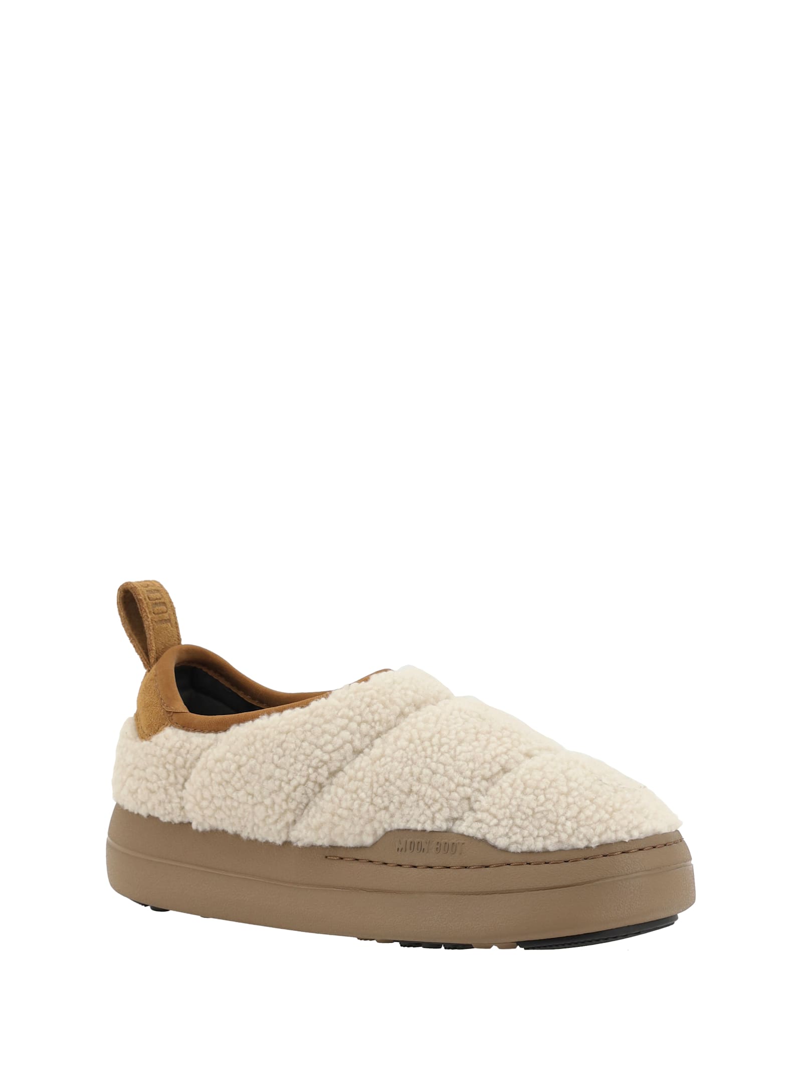 Moon Boot Sand Teddy Fabric Mb Park Puffer Slip On In Ecru