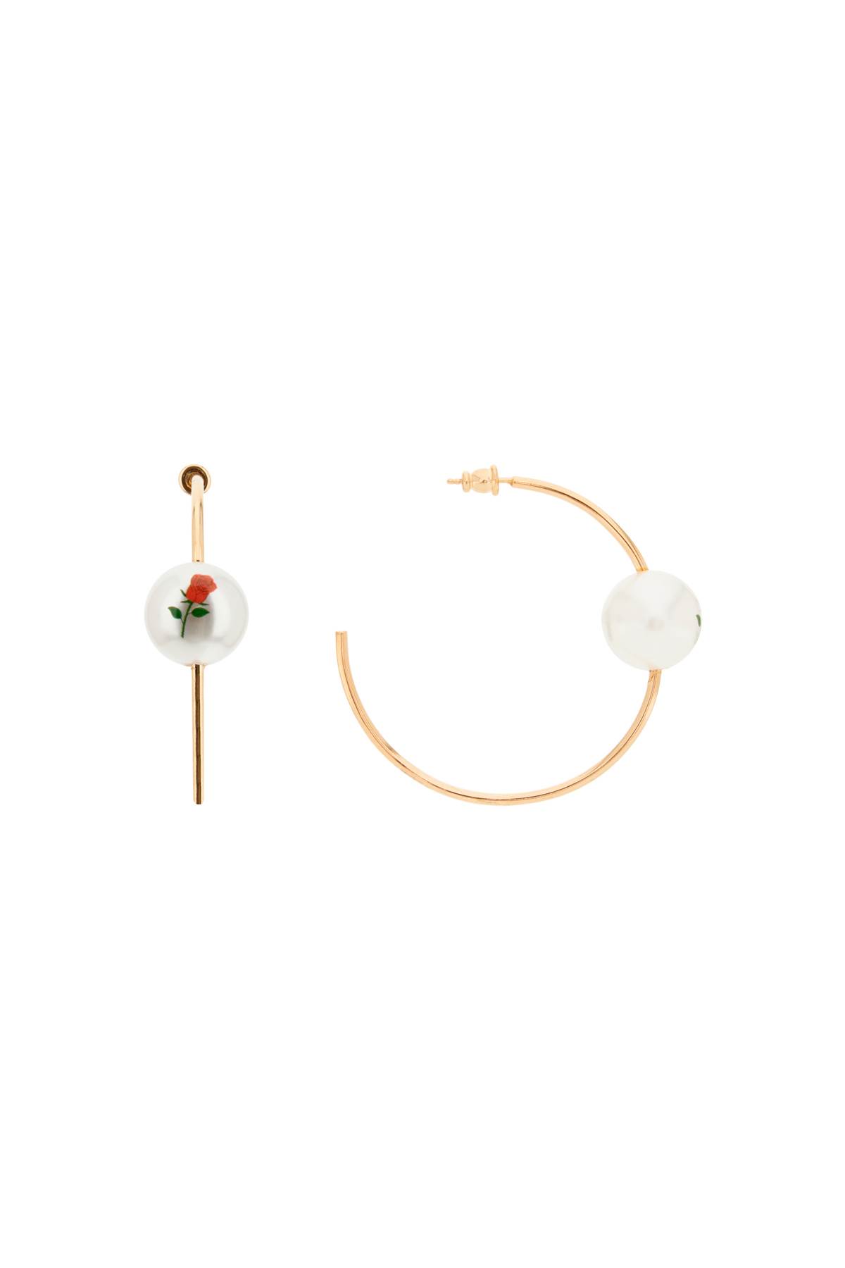 Shop Safsafu Pearl & Roses Hoop Earrings In Gold (gold)