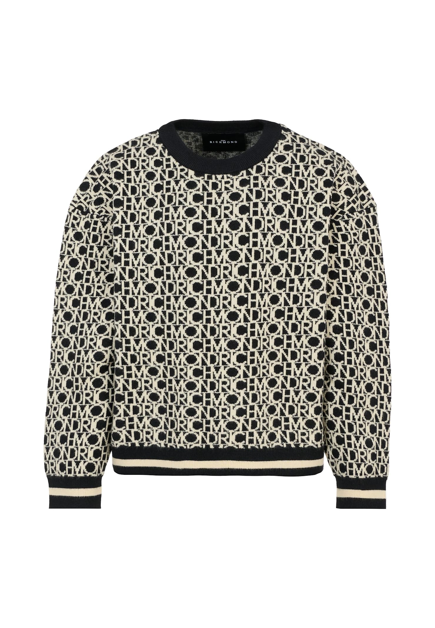 Richmond Black Sweater For Boy With Logo In Black