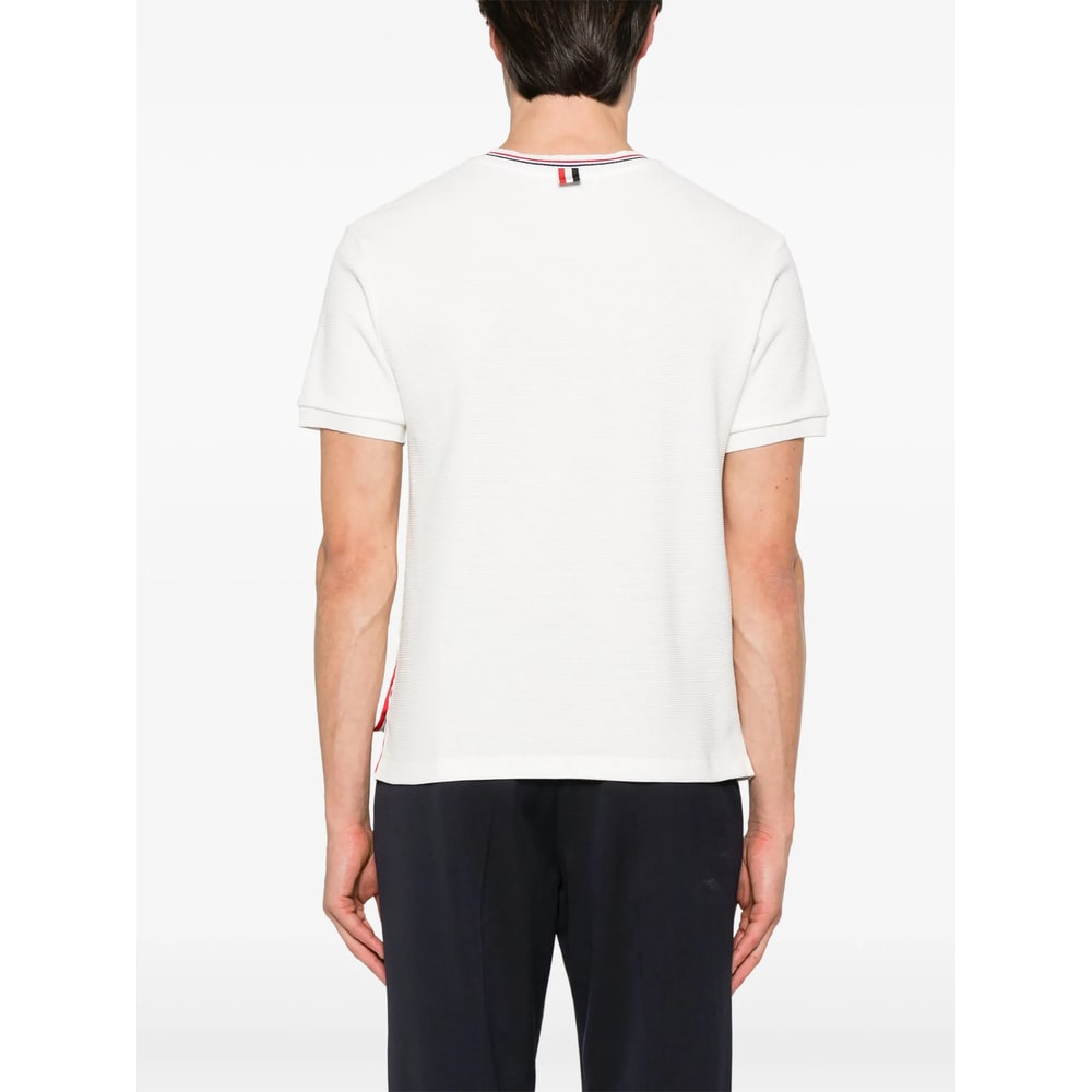 Thom Browne White T-shirt With Tricolour Detail