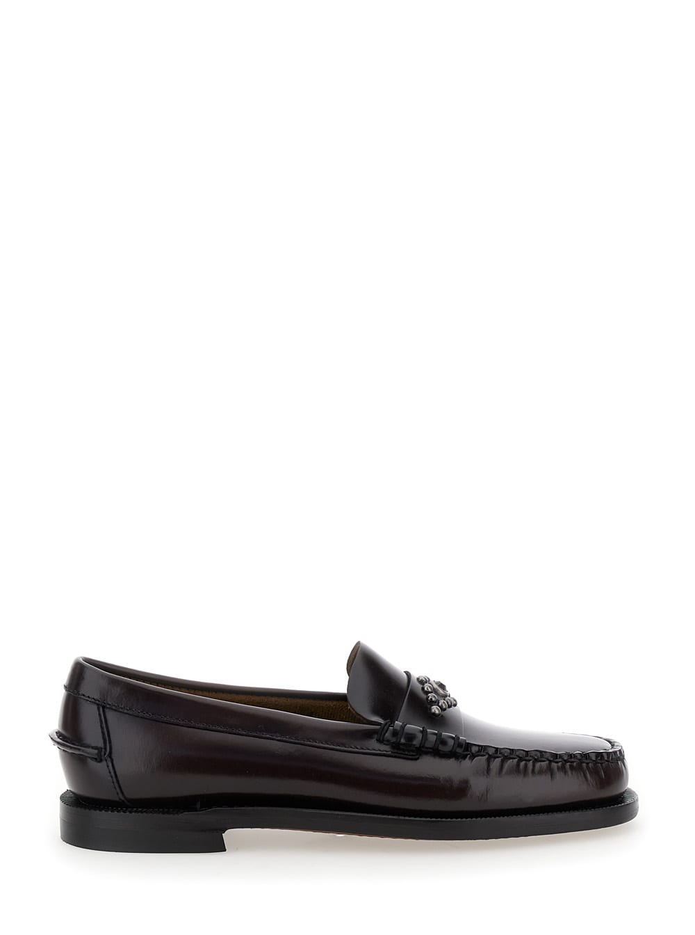 dan Bordeaux Loafers With Stud Embellishment On The Front In Patent Leather Woman