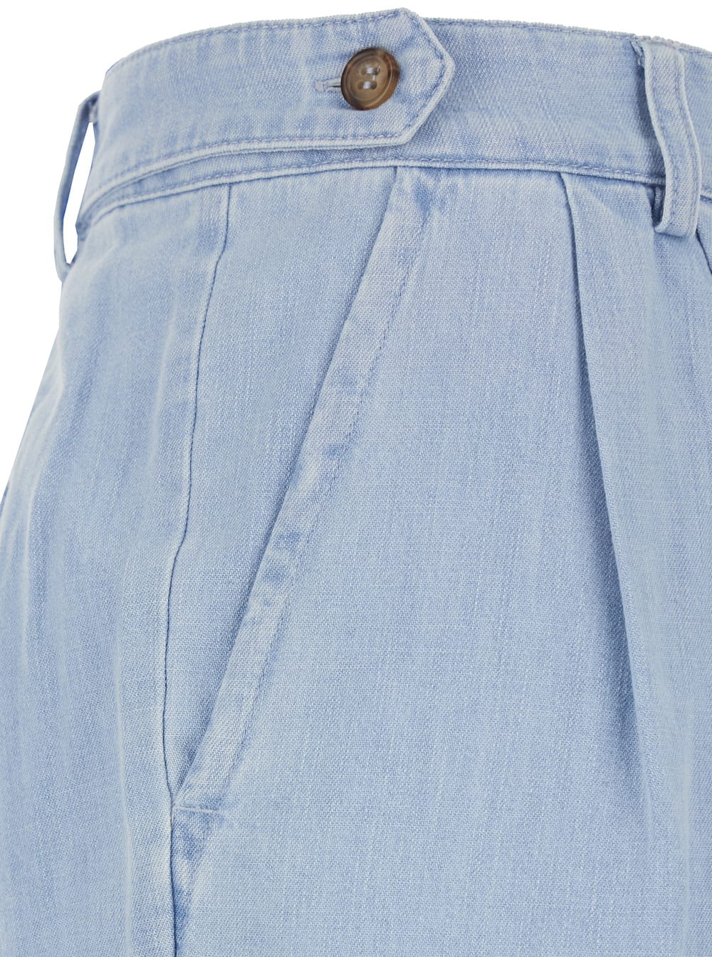 APC JOSEON LIGHT BLUE PANTS WITH BELT LOOPS AND PLEATS ON THE FRONT IN COTTON WOMAN