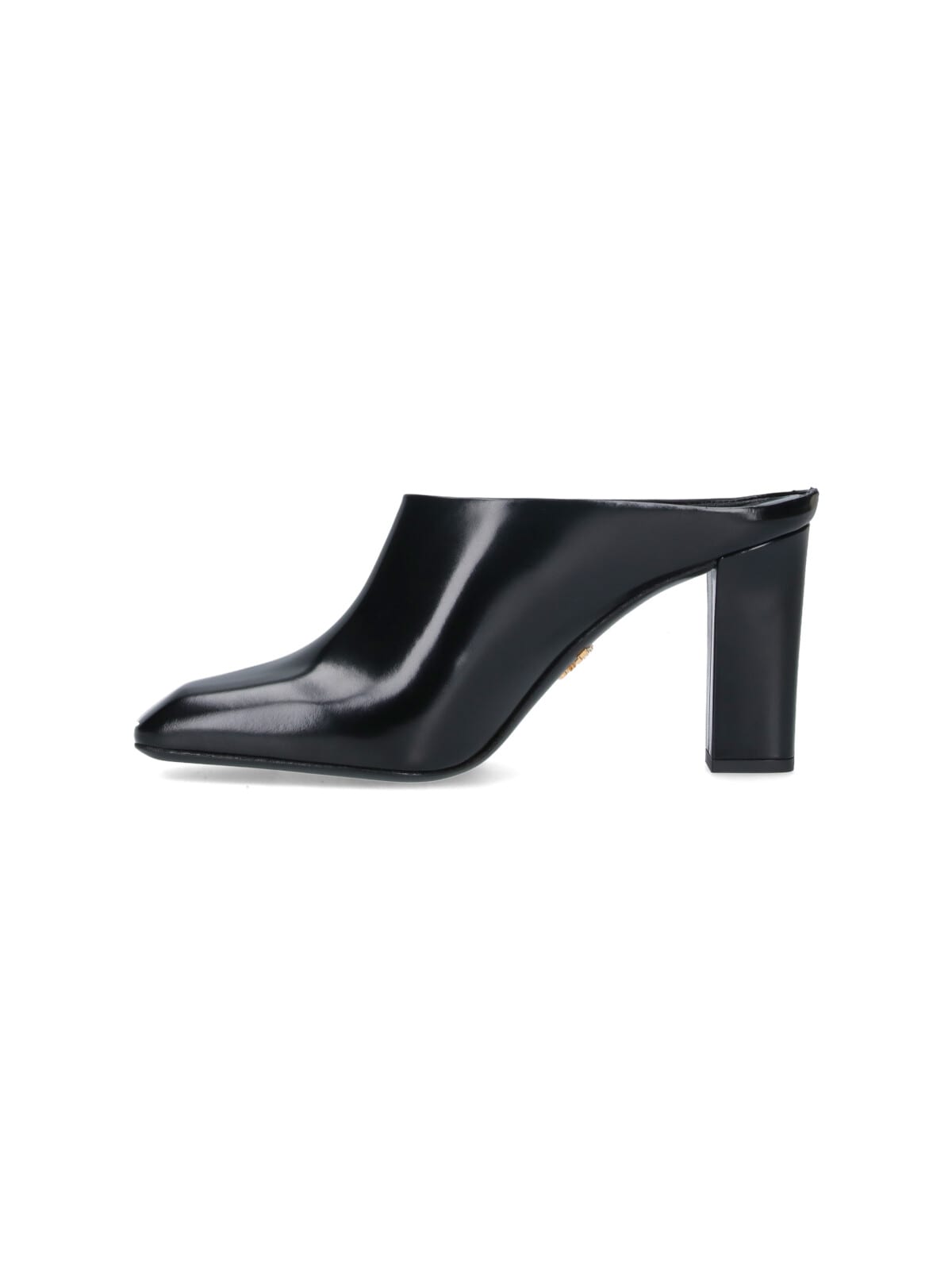 Prada Leather Block Heel Mules With Pointed Toe In Multi