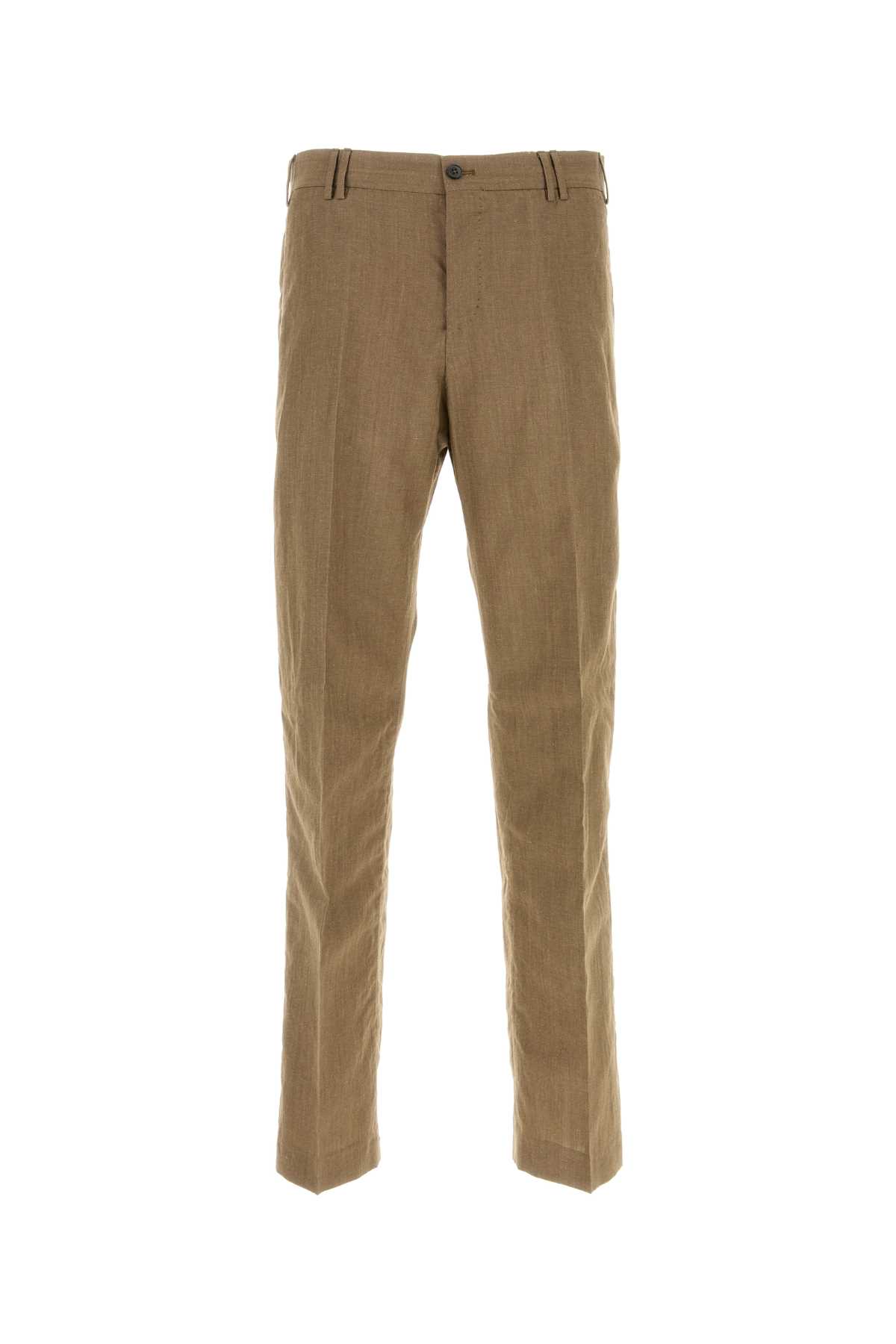 Pt Torino Wool Blend Trousers With Pockets And Belt Loops In Brown