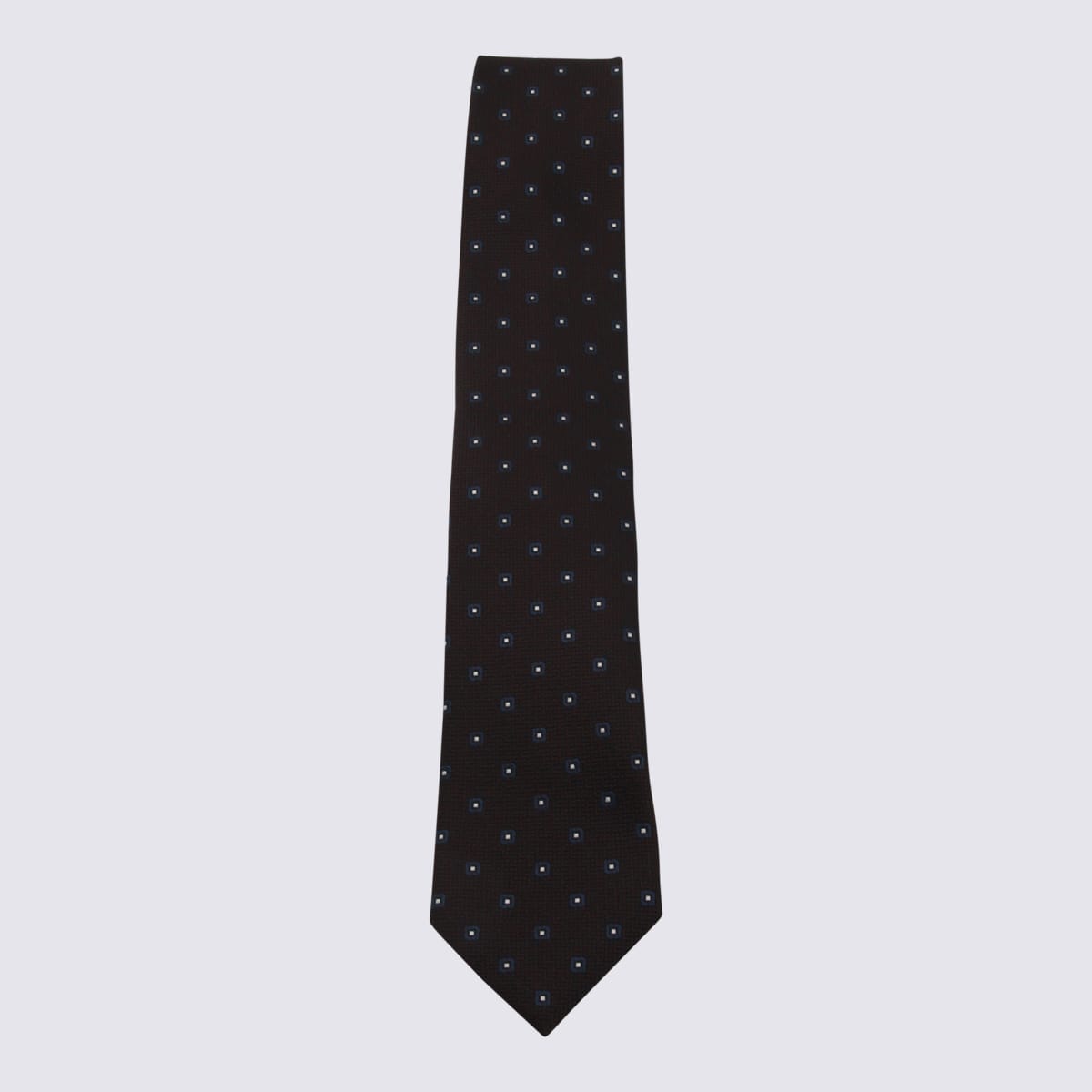 Zegna Slim Square Pattern Ties Collection In Brown
