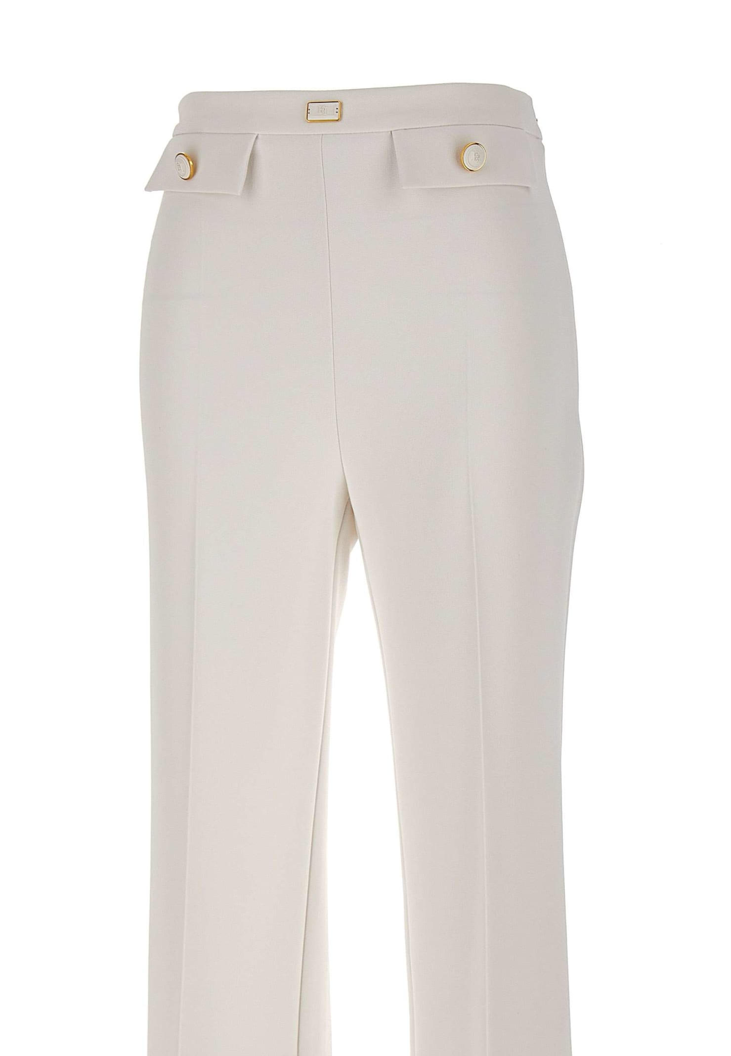 Shop Elisabetta Franchi Daily Double Stretch Cr?pe Trousers In White