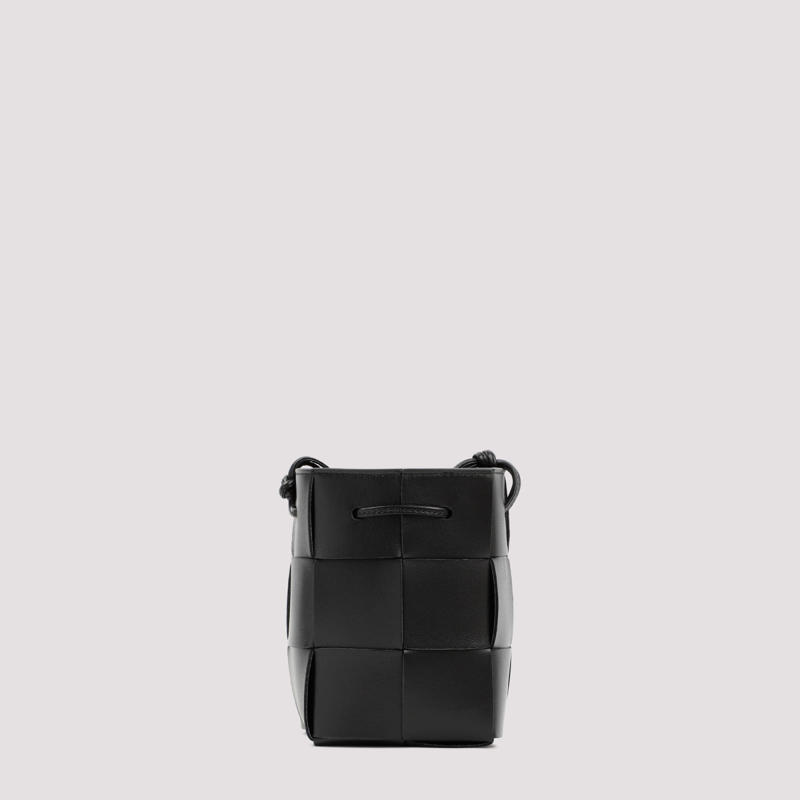 Shop Bottega Veneta Cassette Mini Leather Bucket Bag In Black Gold