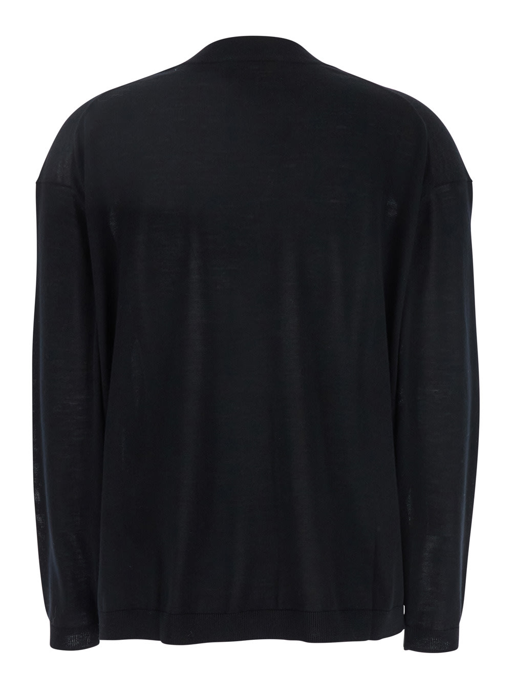 SEMICOUTURE BLACK SWEATER WITH V-NECK AND LOGO EMBROIDERED ON THE SIDE IN VIRGIN WOOL WOMAN