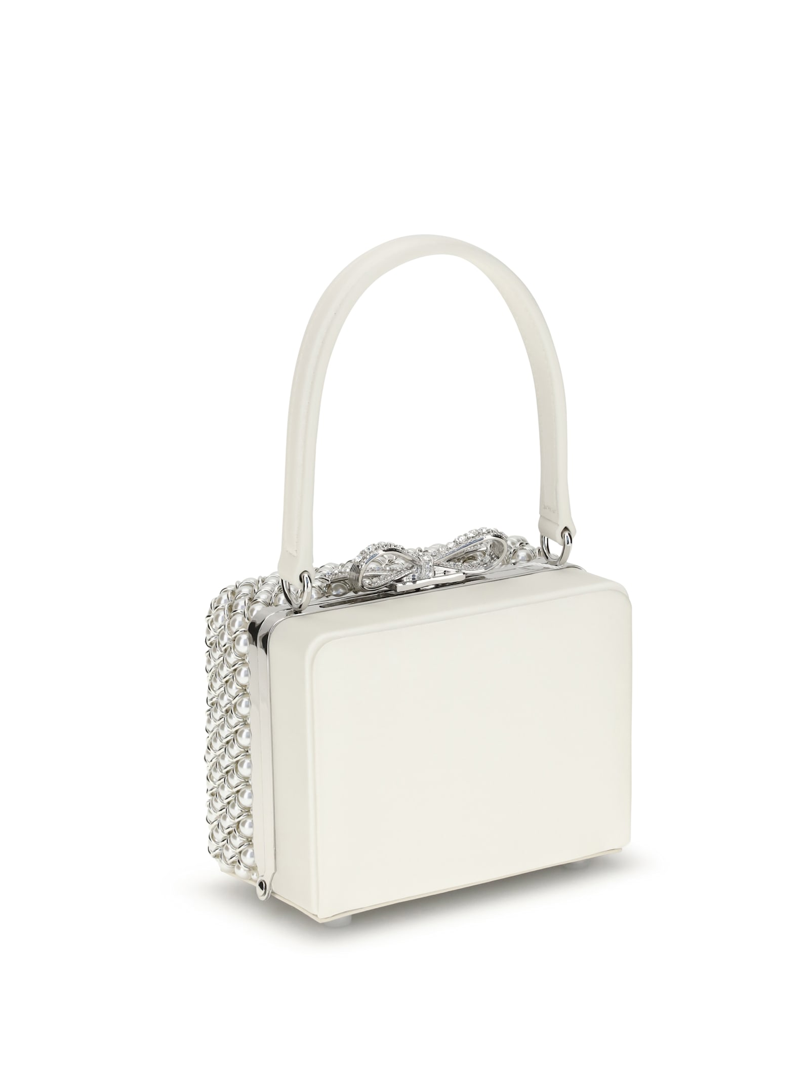 Self-portrait Cream Pearl Embellished Micro Handbag In White