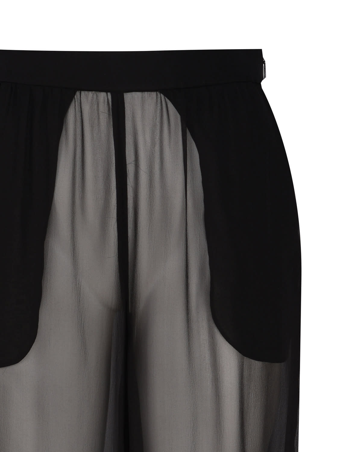 Saint Laurent Wide Trousers In Crepe Muslin In Black