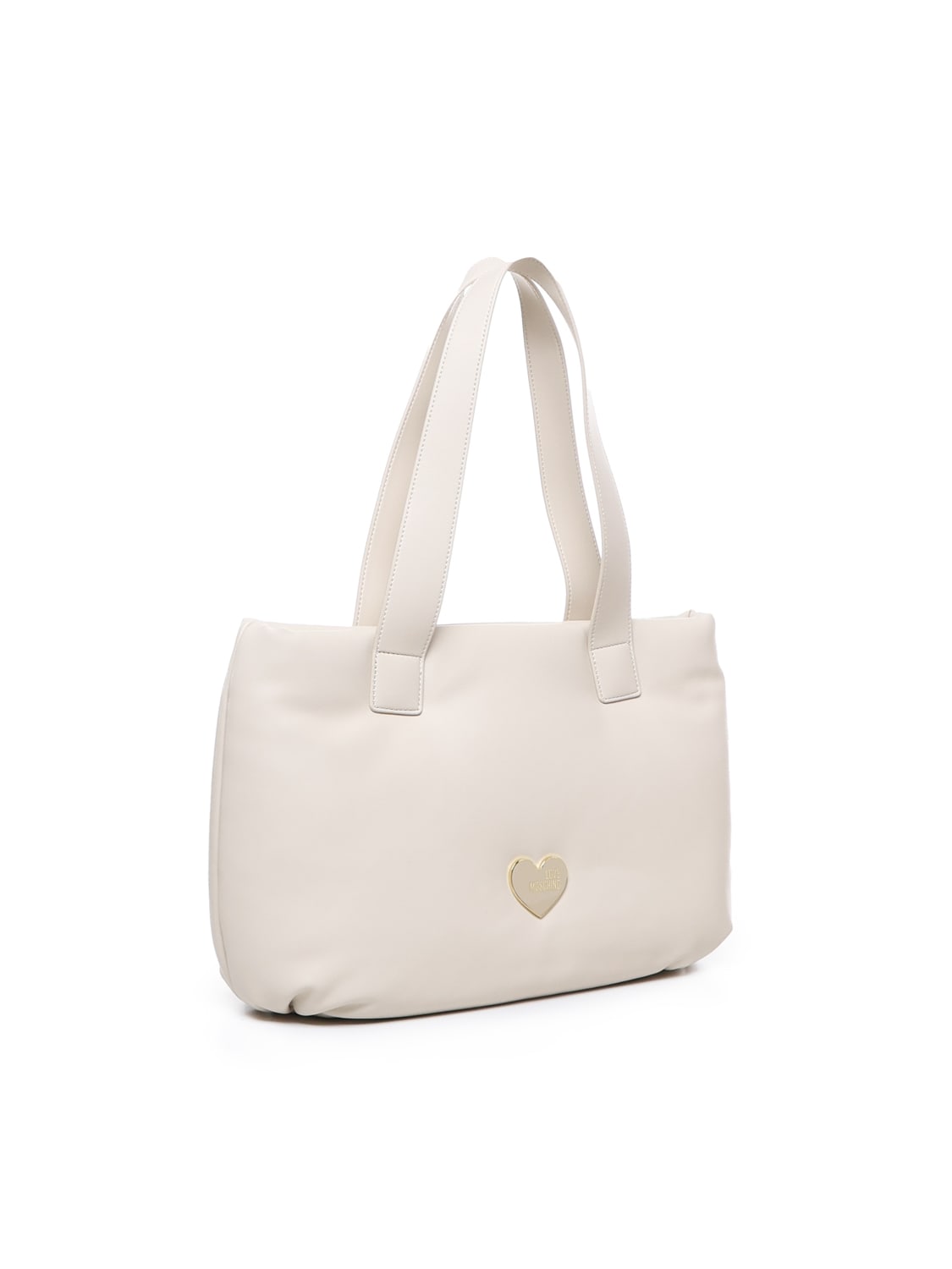 Shop Love Moschino Padded Bag With Logo In Ivory