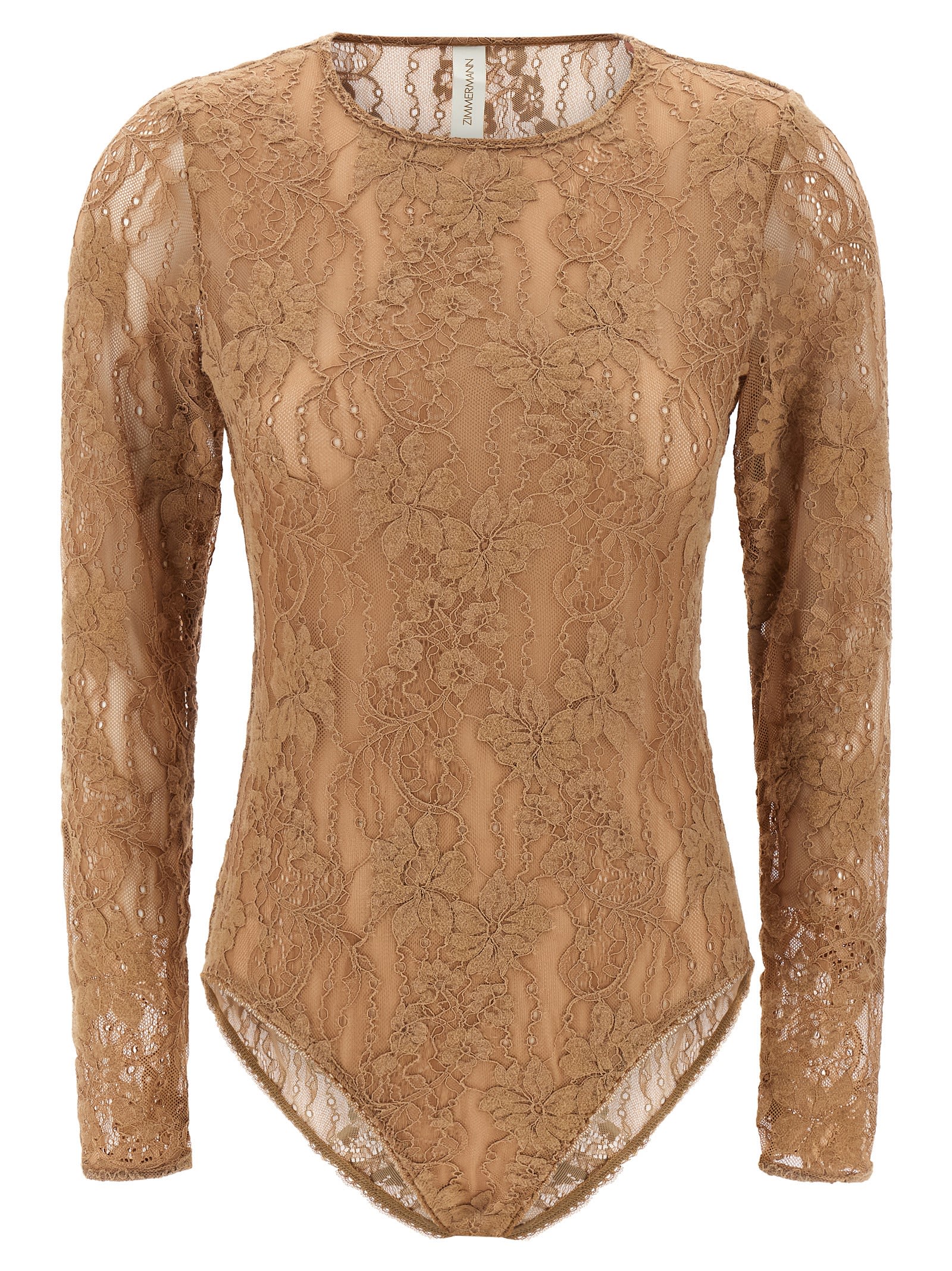 Zimmermann Lace Bodysuit In Sand