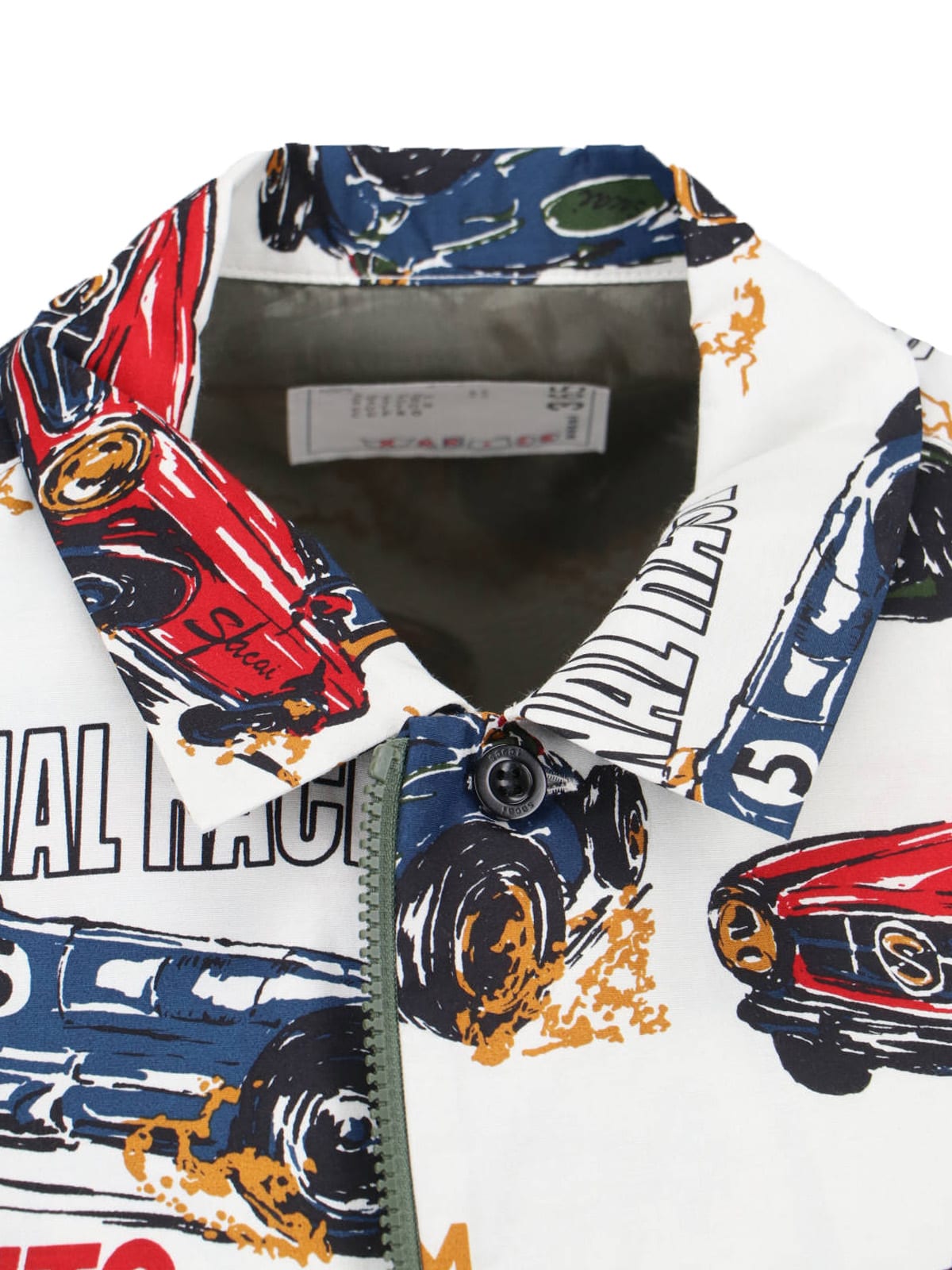 Sacai Short-sleeved Shirt With Classic Collar And Tropical Motif In Multi