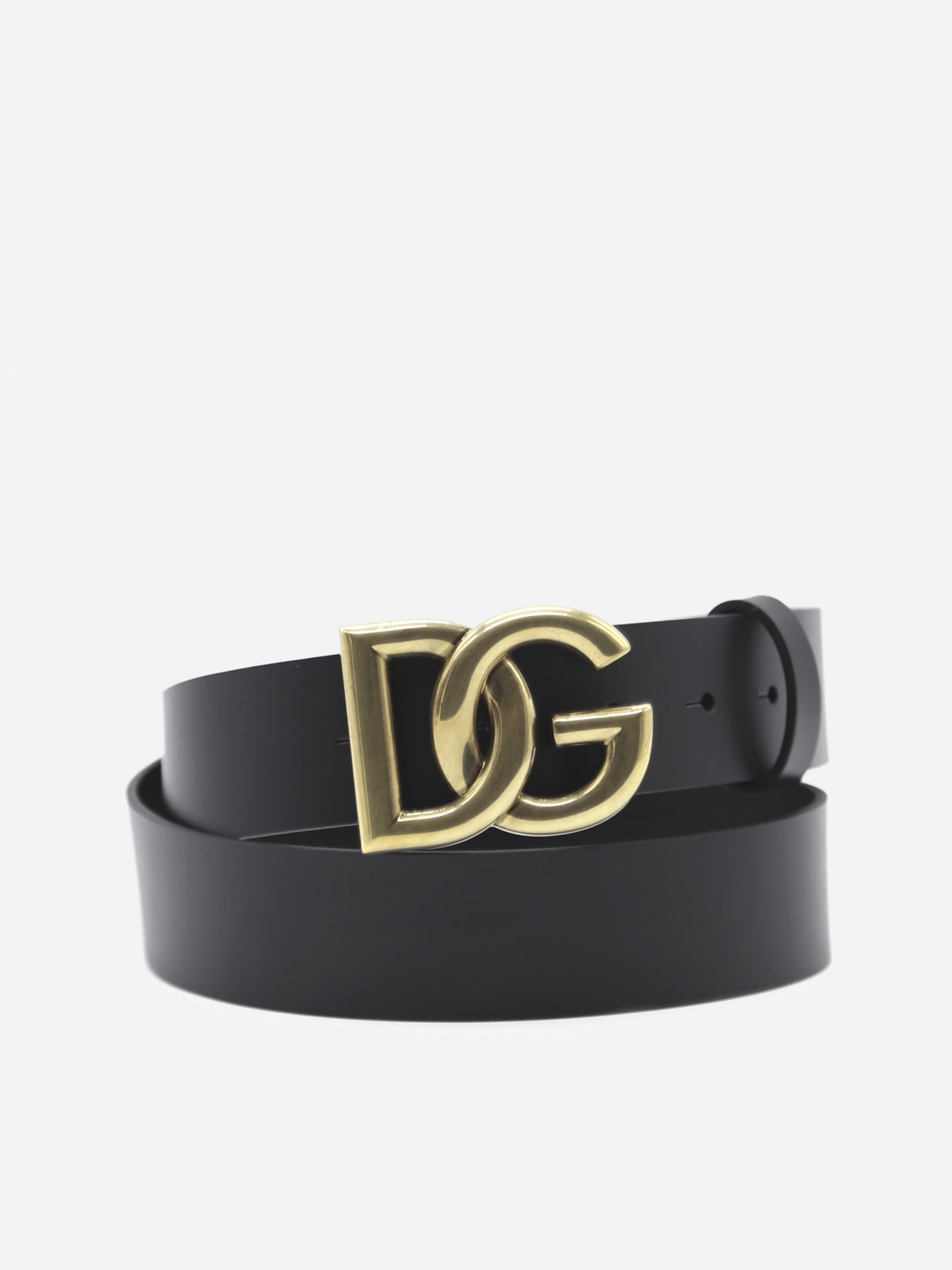 dolce & gabbana leather belt with dg logo
