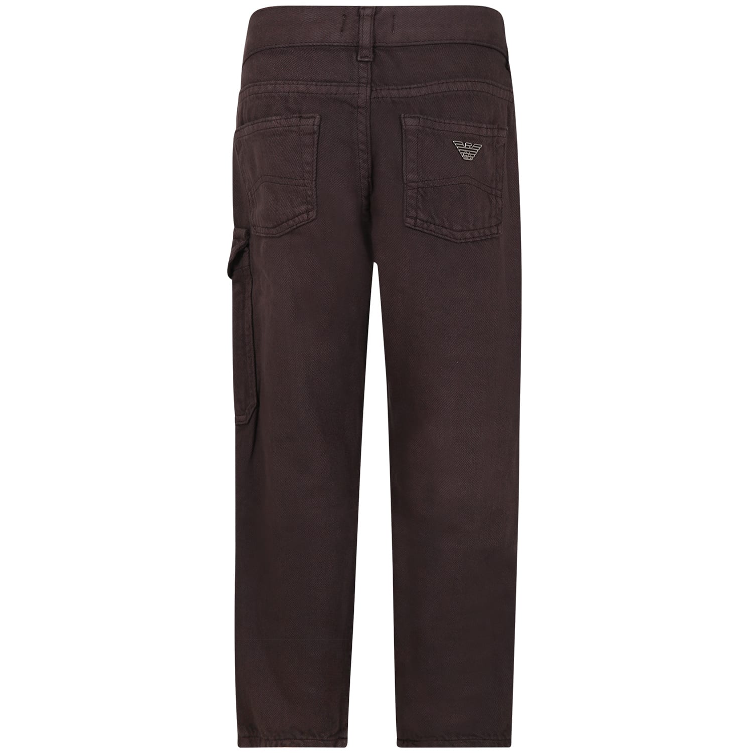 Shop Emporio Armani Brown Trousers For Boy With Eagle In China Ting