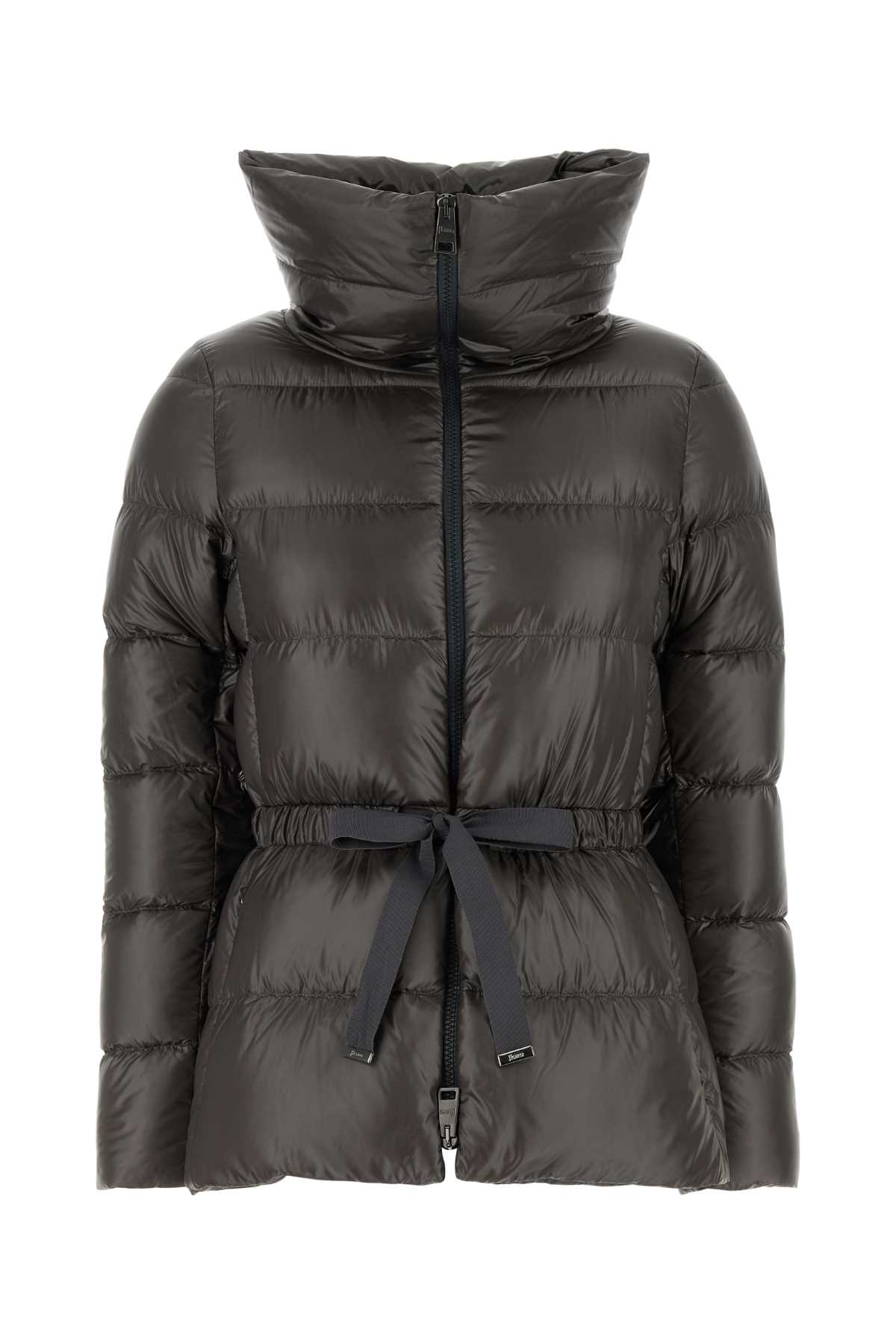 Shop Herno Charcoal Nylon Down Jacket In Grigio