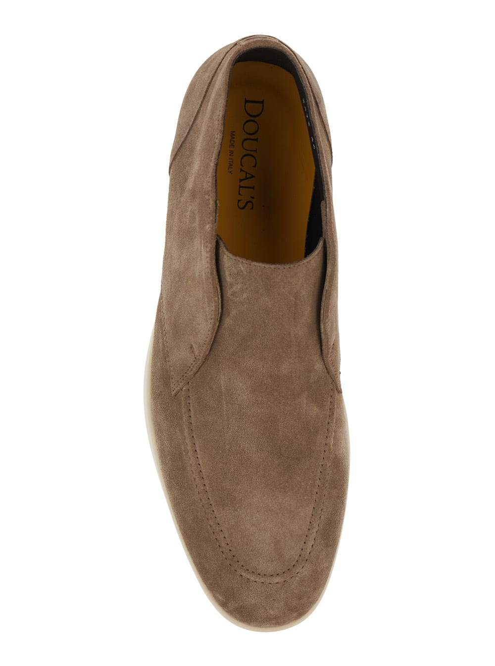 Doucal's Beige Lace-up Shoes With Tone-on-tone Stitching In Suede Man In Brown