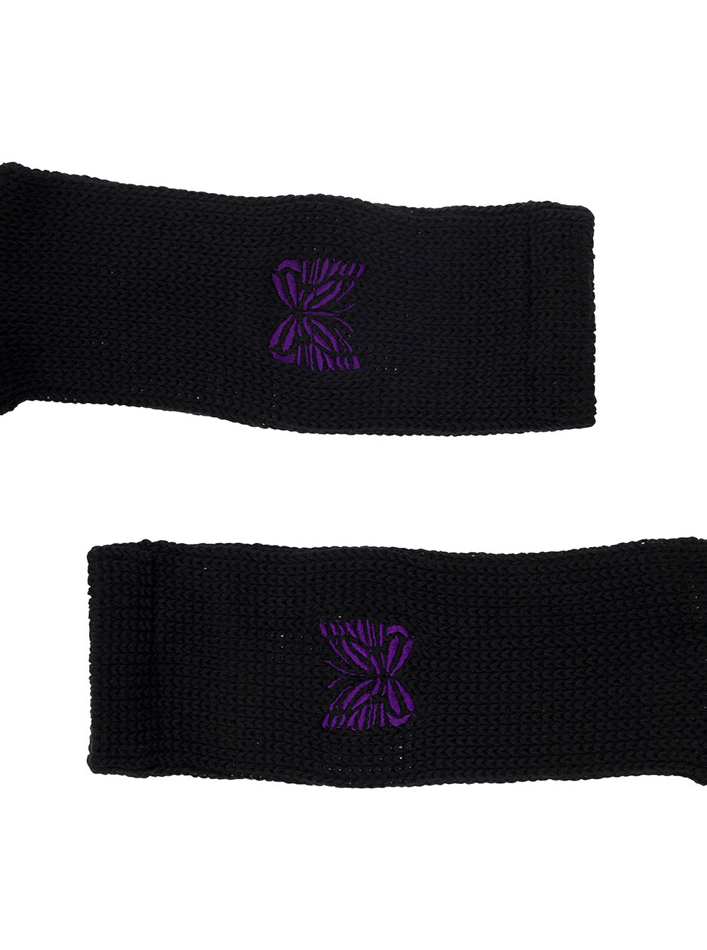 Shop Needles Black High-socks With Jacquard Logo In Wool Blend Man
