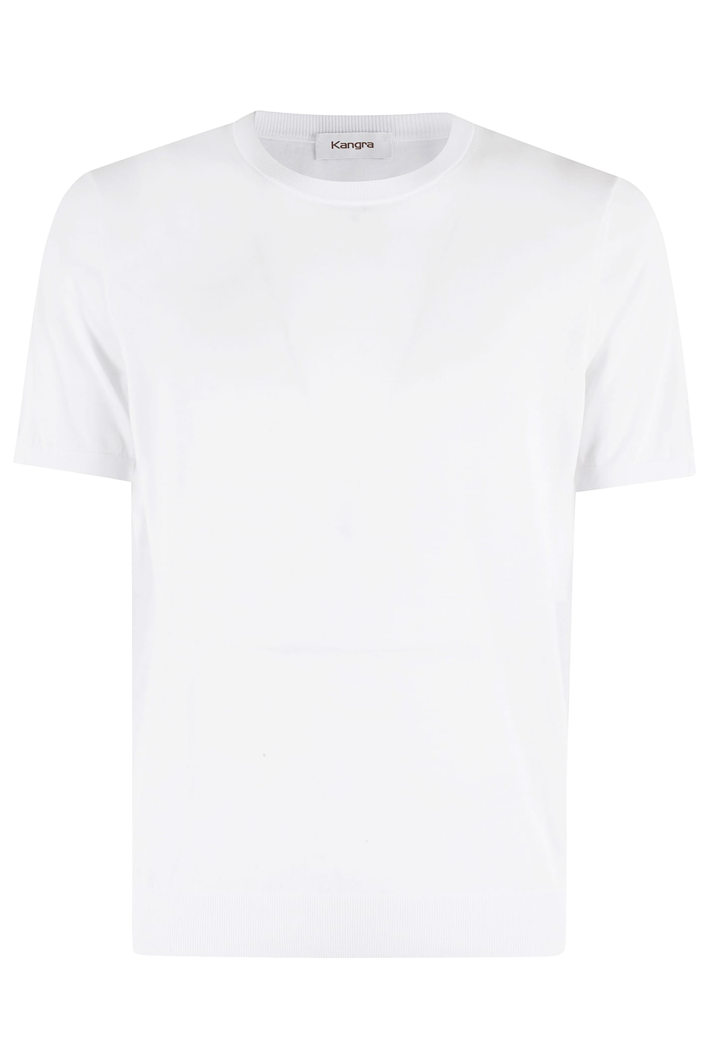 Kangra Cashmere Kangra Short-sleeve Cotton Knit Top With Ribbed Detailing In Bianco