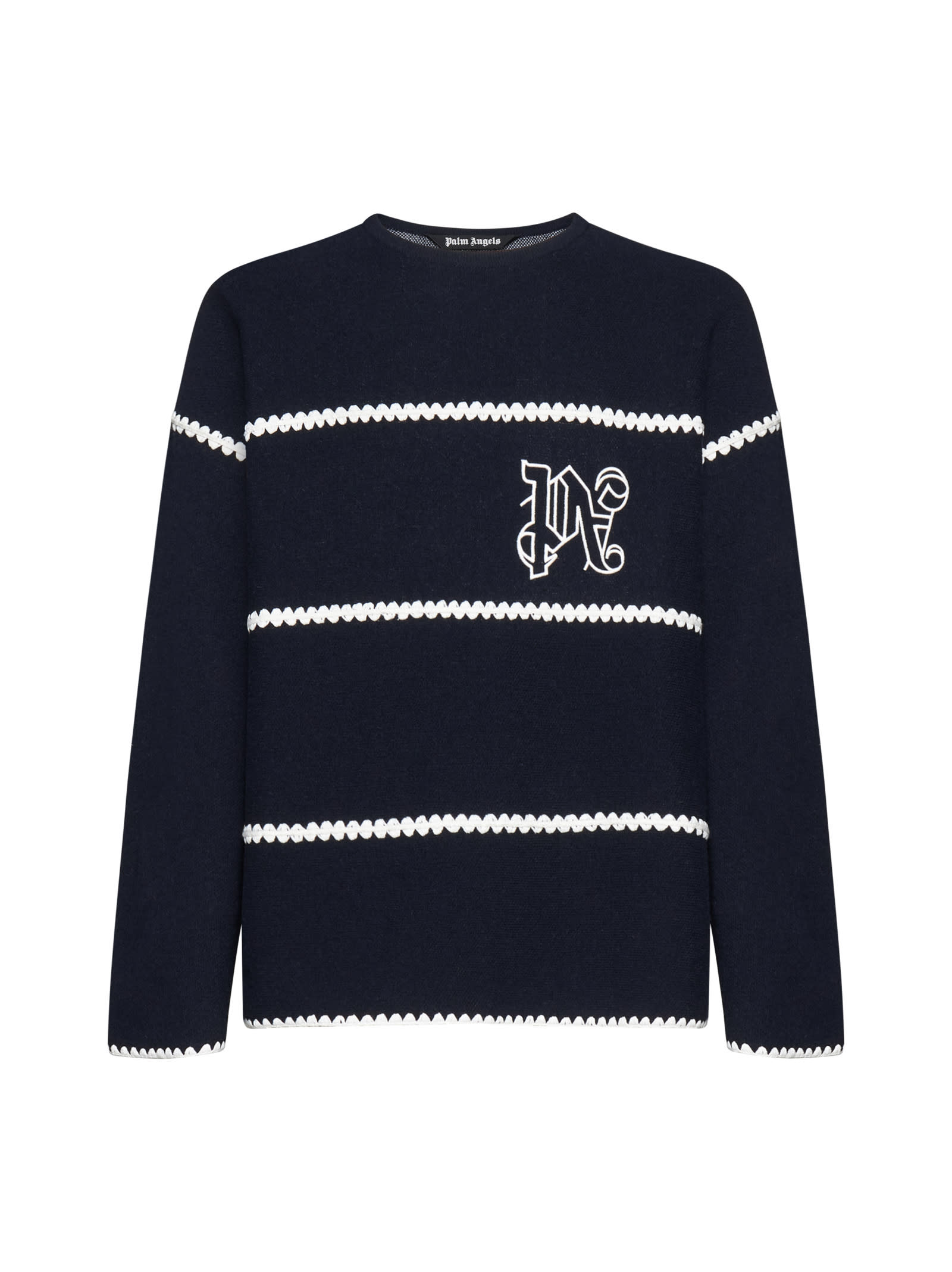 Palm Angels Monogrammed Striped Sweater