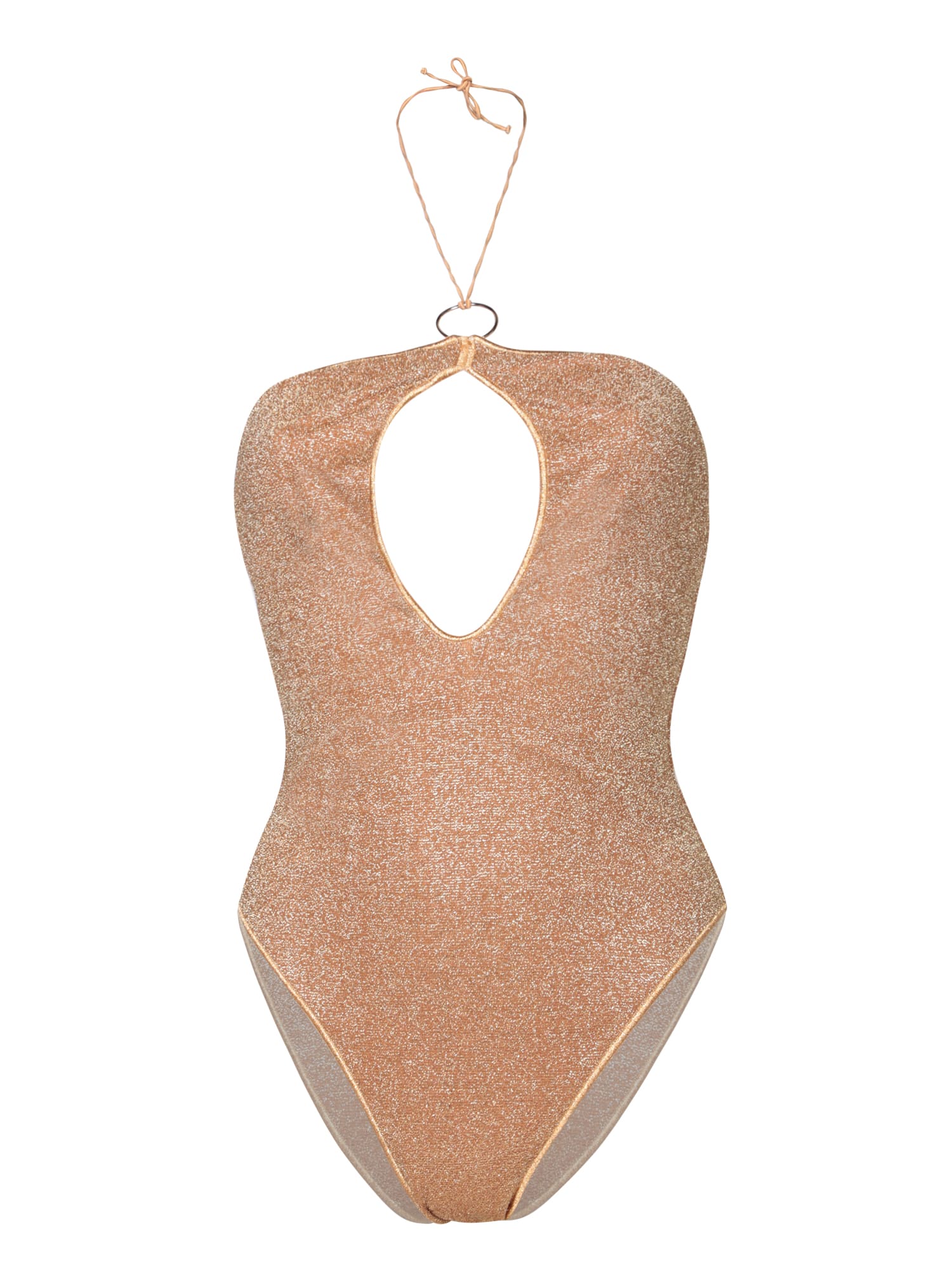 Shop Oseree Ring Toffee One-piece Swimsuit In Brown