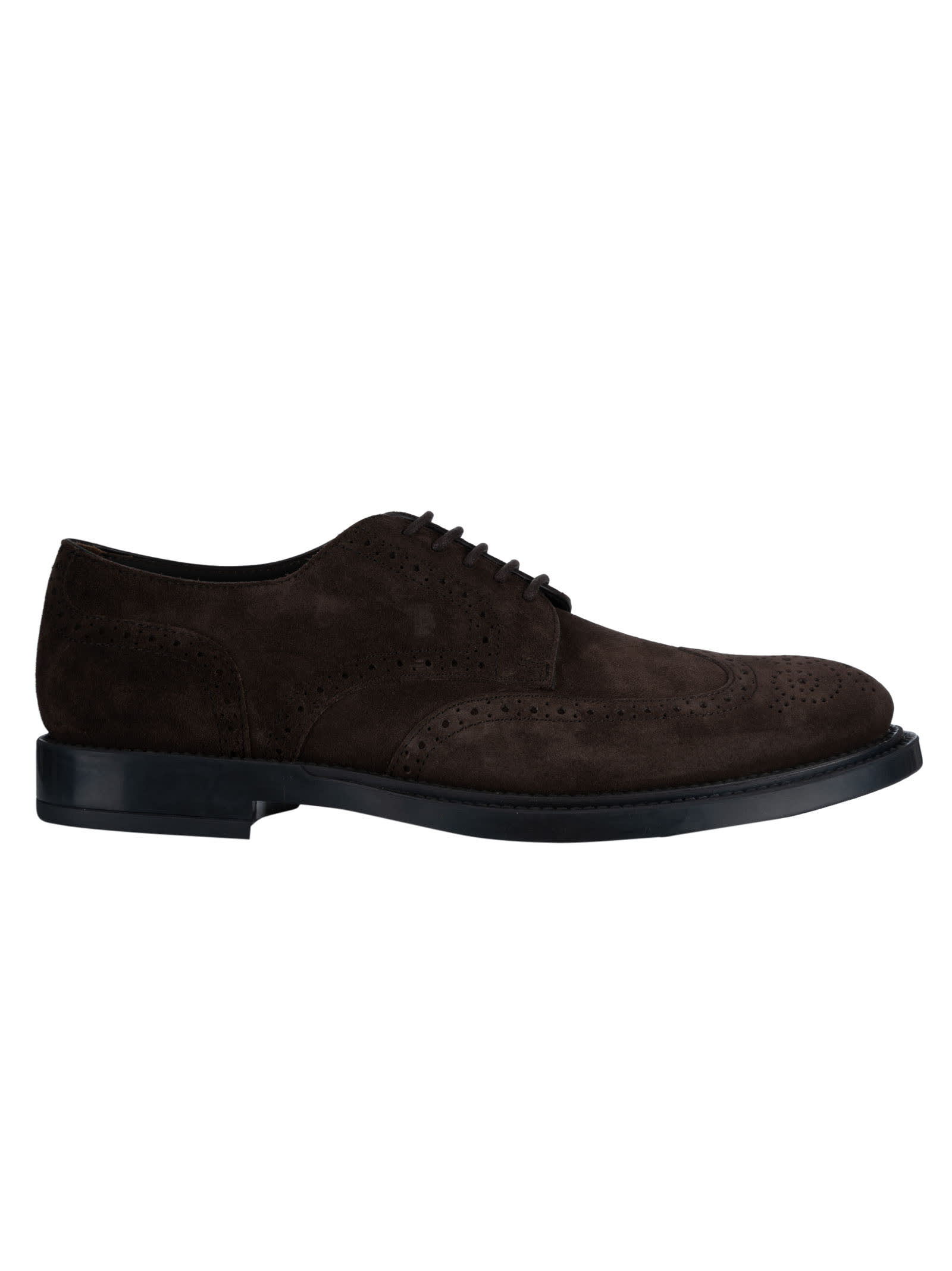 Shop Tod's Classic Perforated Derby Shoes In Brown