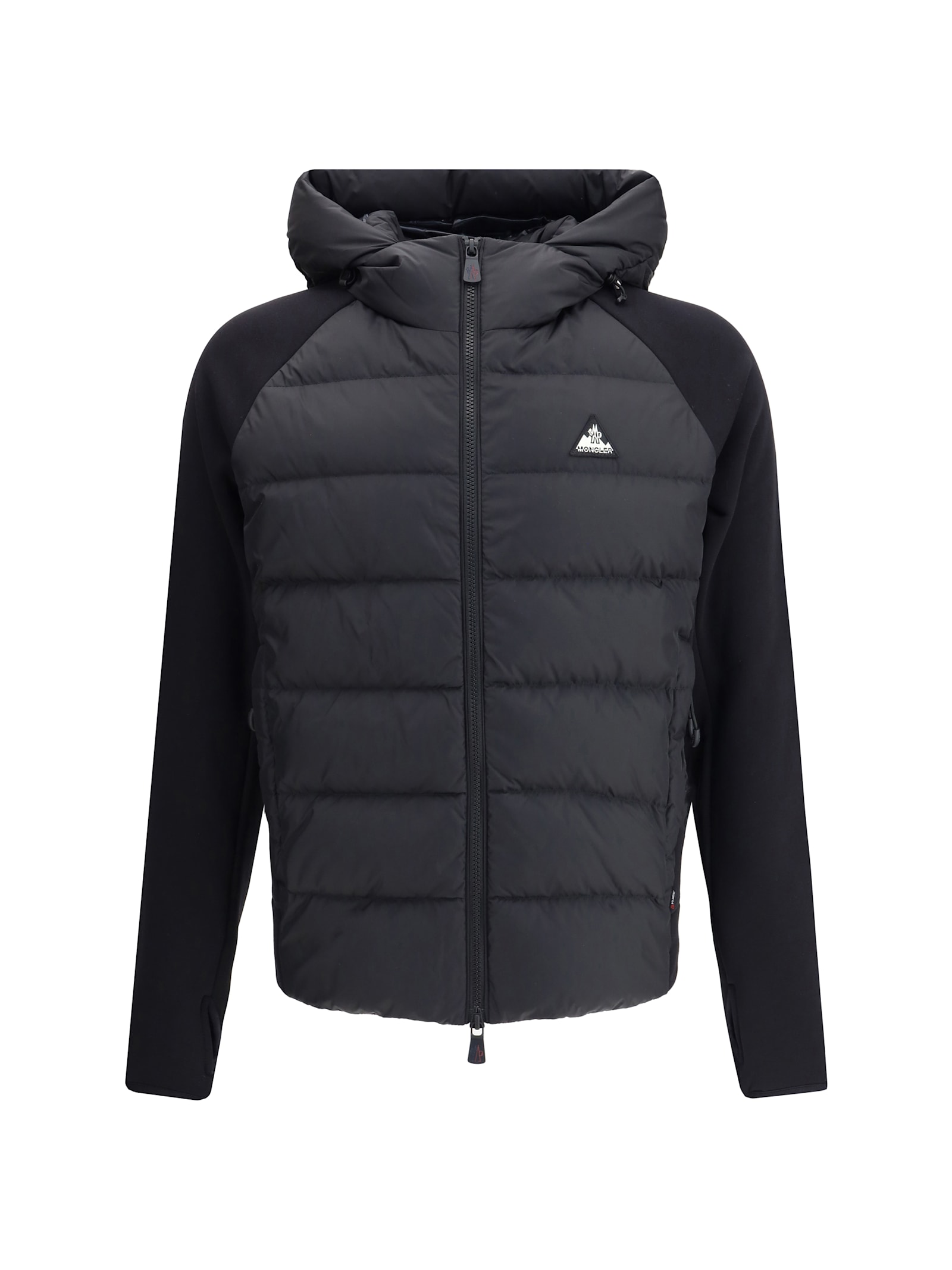 Moncler Polartec Zip-up Hoodie Hood Long Sleeves In Black