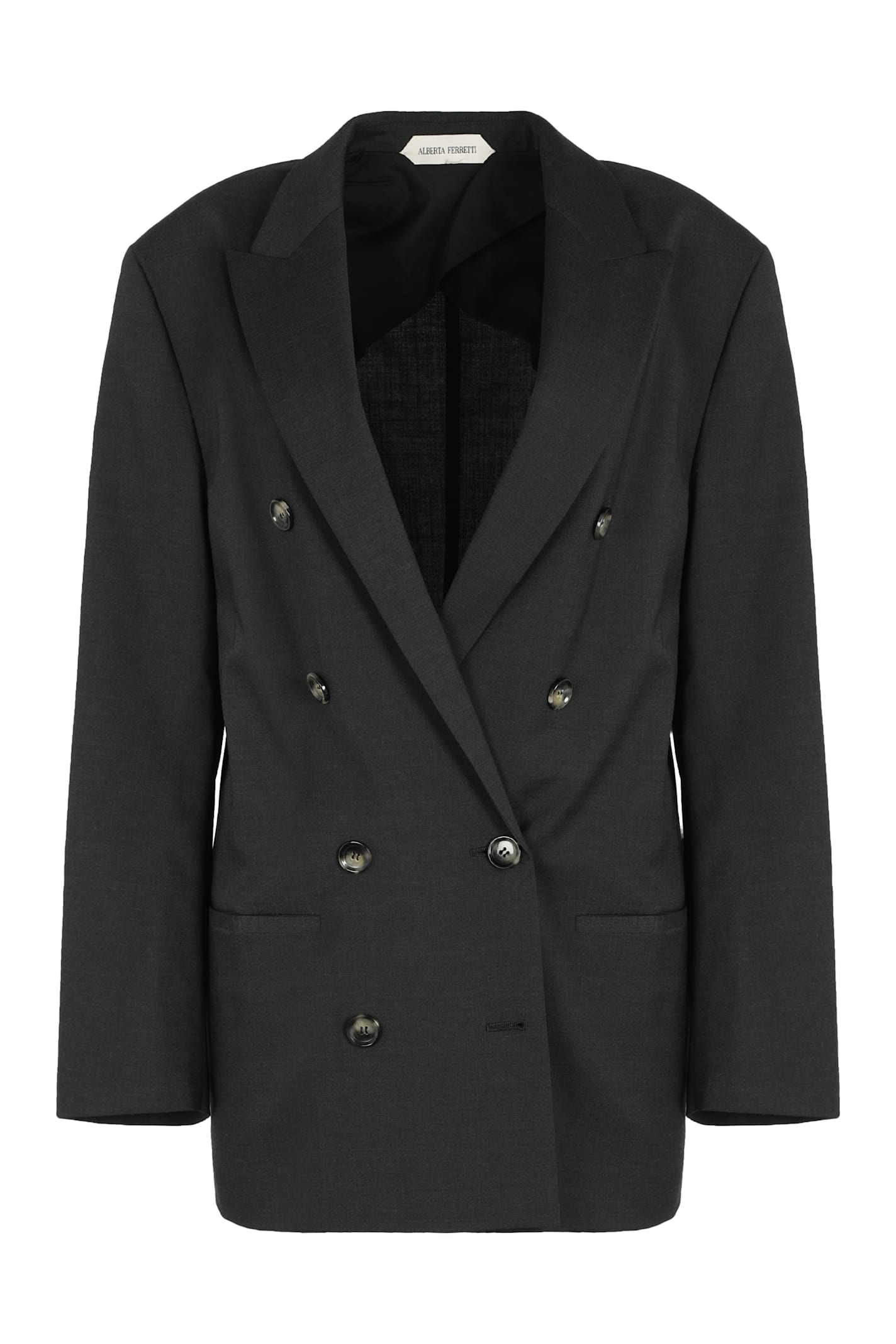 Alberta Ferretti Alberta Ferreti Double-breasted Blazer In Wool Blend In Gray