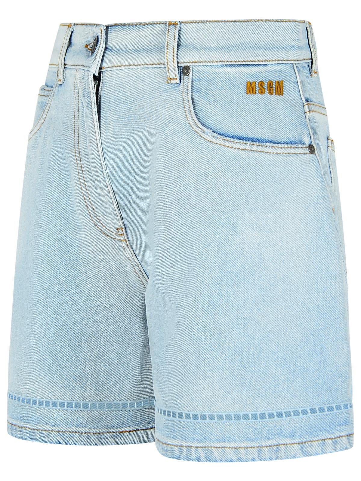 Msgm Denim Shorts With Back Pockets And Belt Loops In Light Blue