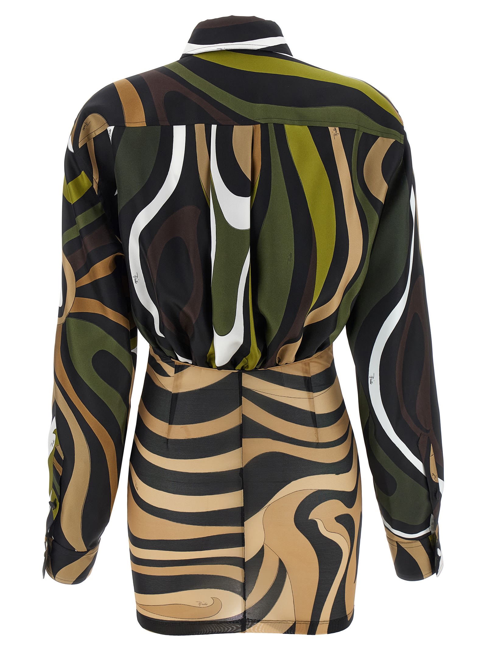 Pucci Long-sleeved Mini Dress With Marble Print