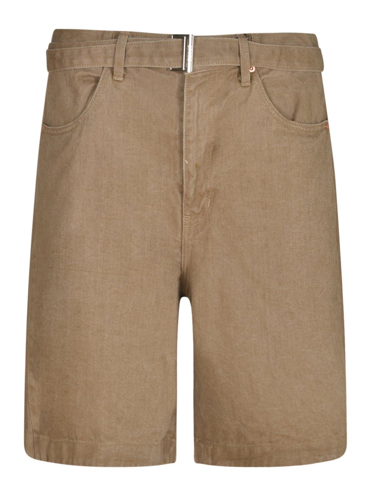 Belted Denim Bermuda Shorts