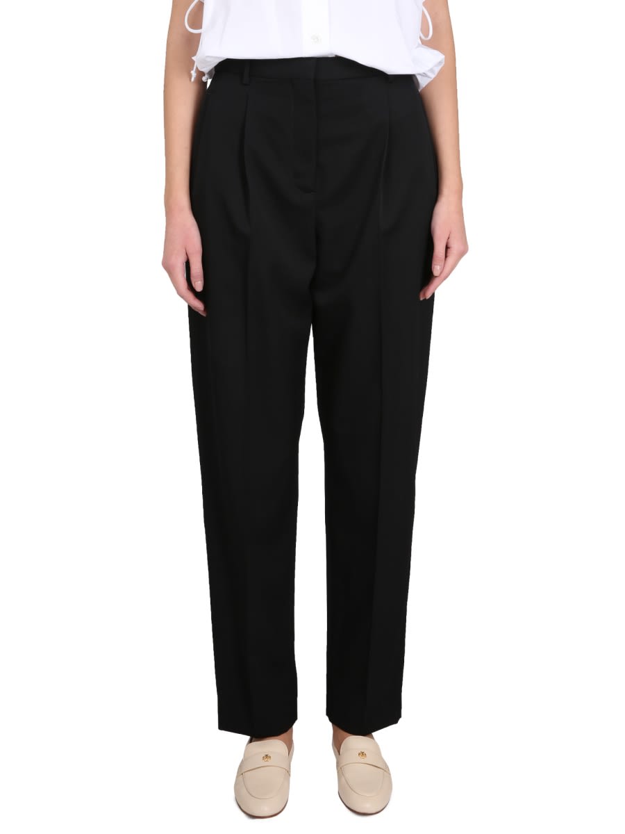 Tory Burch Tailored Black Wool Pants With Concealed Closure In Black