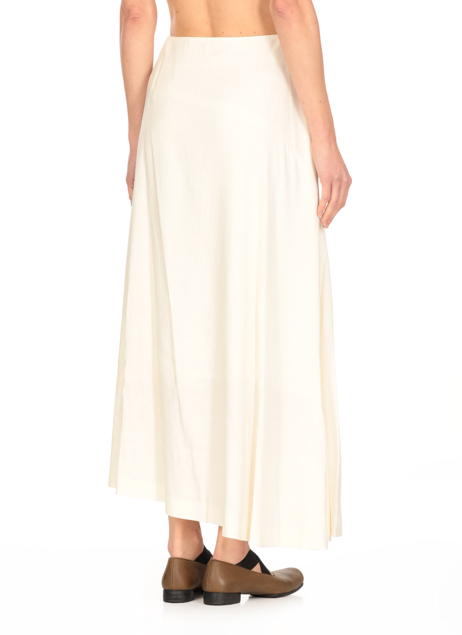 Y's Flowing White Linen Blend Skirt In White