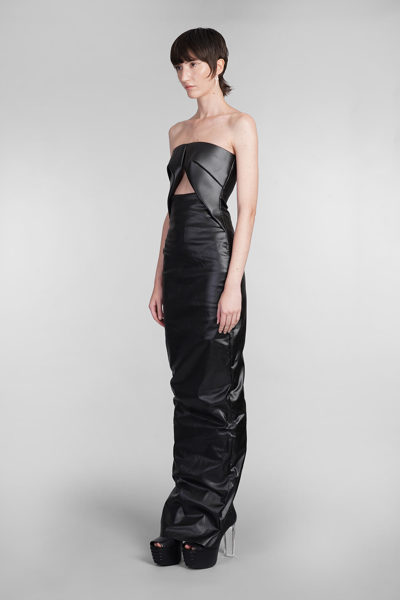 Shop Rick Owens Prong Gown Dress In Black Cotton