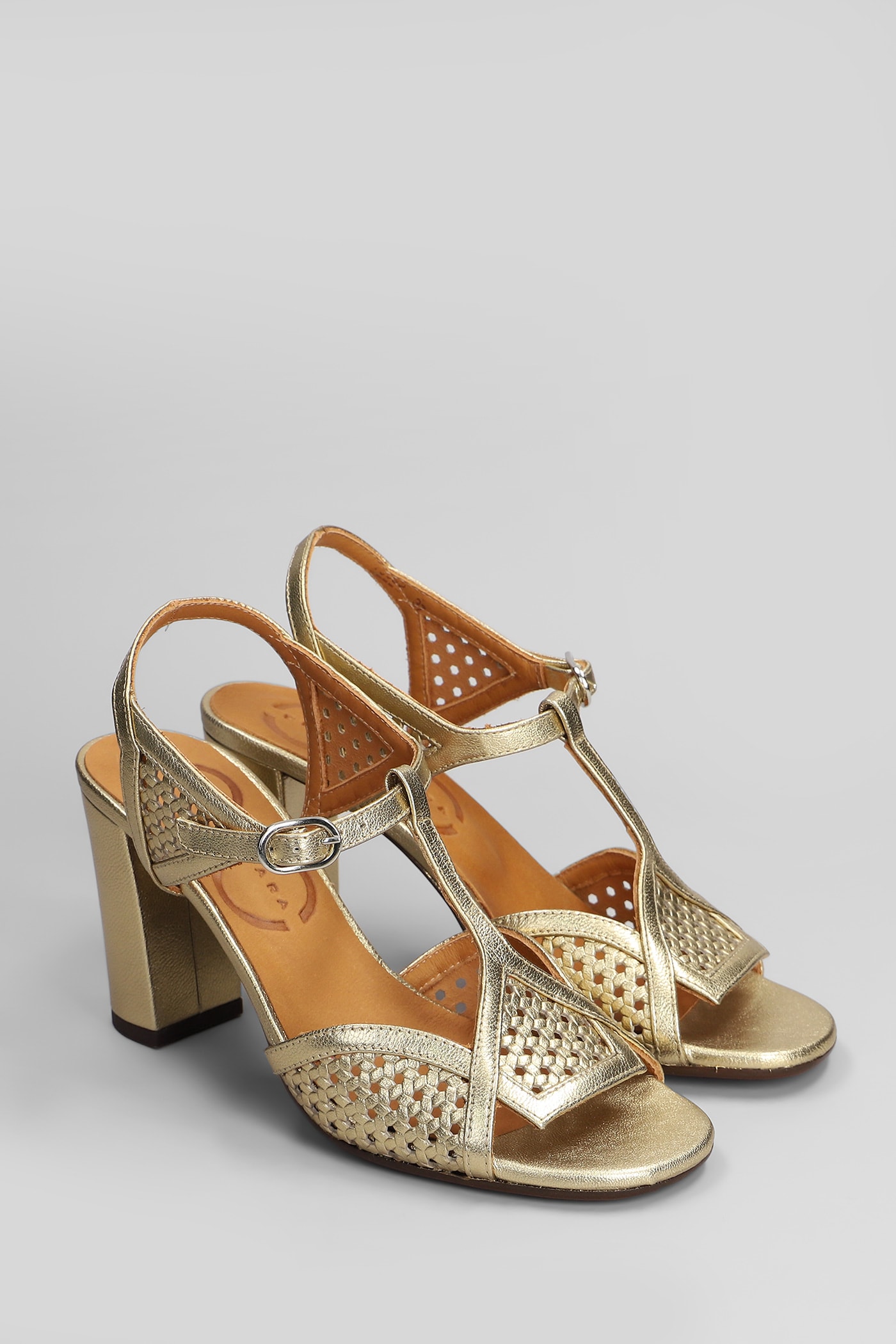 Chie Mihara Bessy Macrame' Leather Sandals In Gold