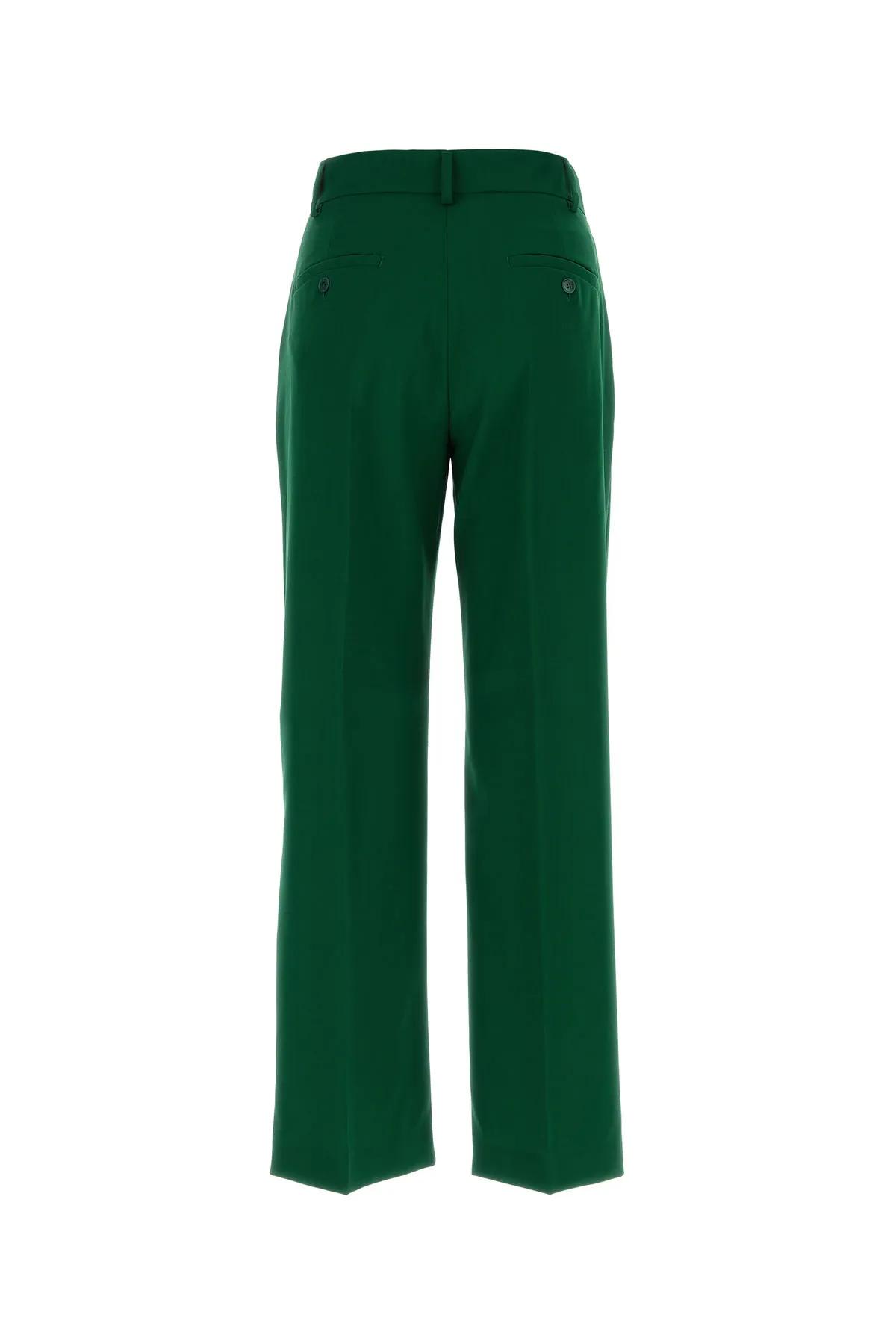 Shop Weekend Max Mara Green Wool Visivo Wide-leg Pant