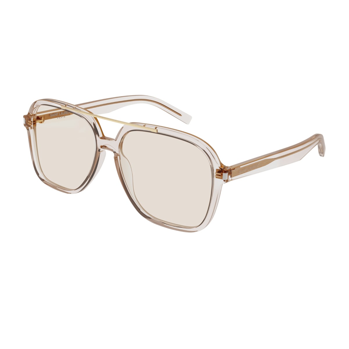 Saint Laurent Sl 545 Linea Corner Angle 002 Beige Beige Yellow Sunglasses In Gray