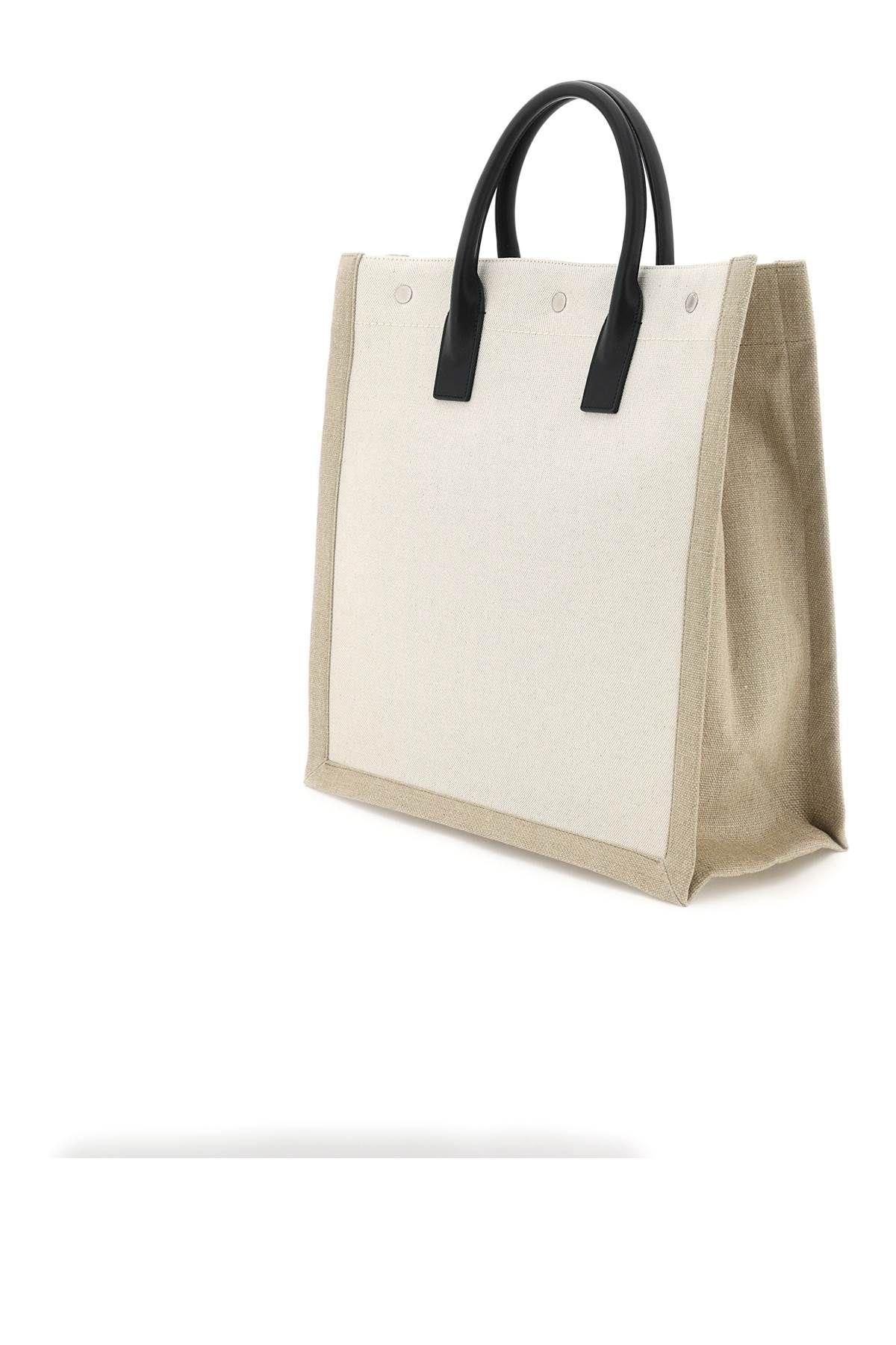 Shop Saint Laurent Rive Gauche N/s Canvas Tote Bag