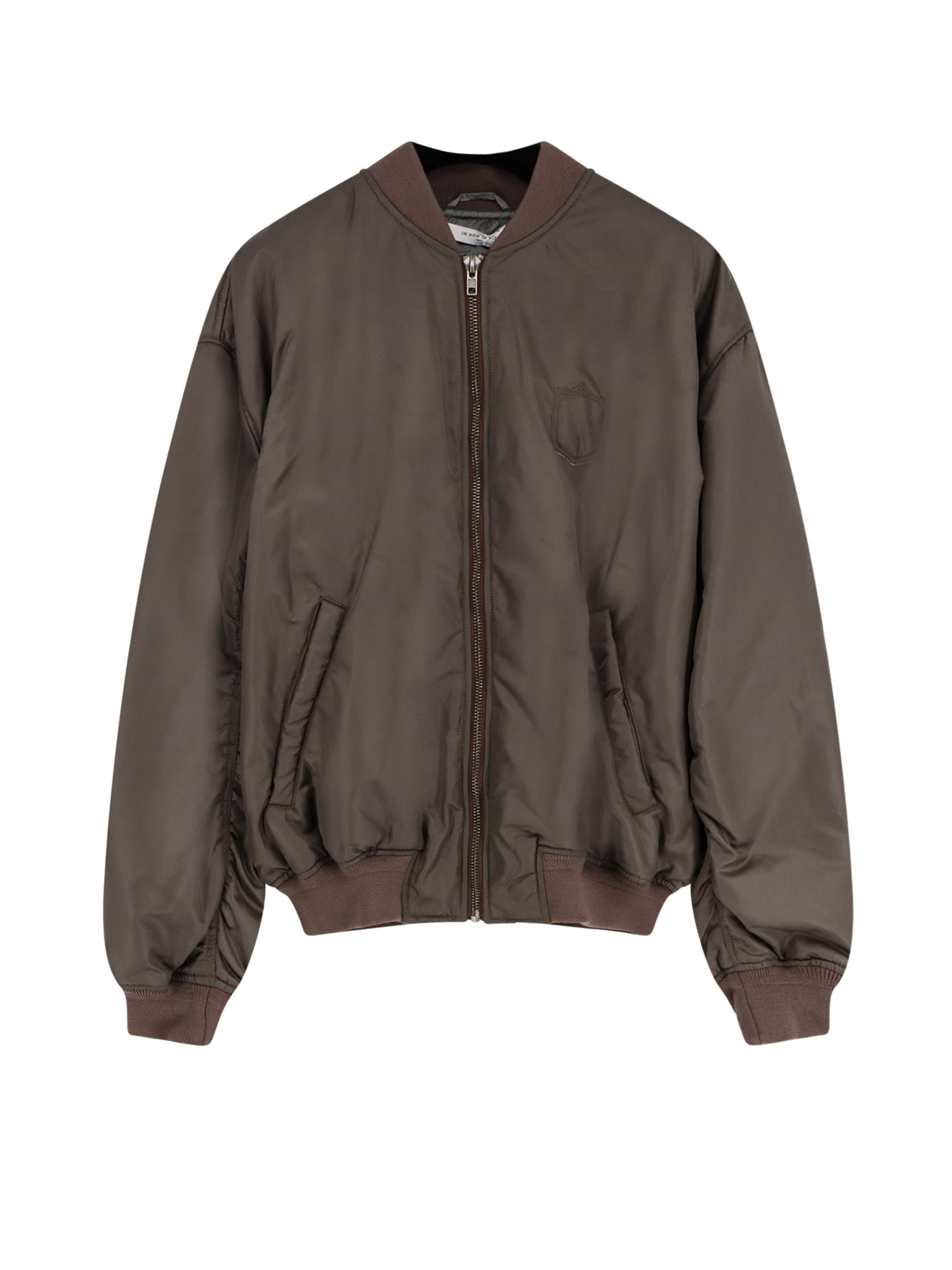 Ih Nom Uh Nit Padded Bomber Jacket Featuring Ribbed Cuffs In Brown