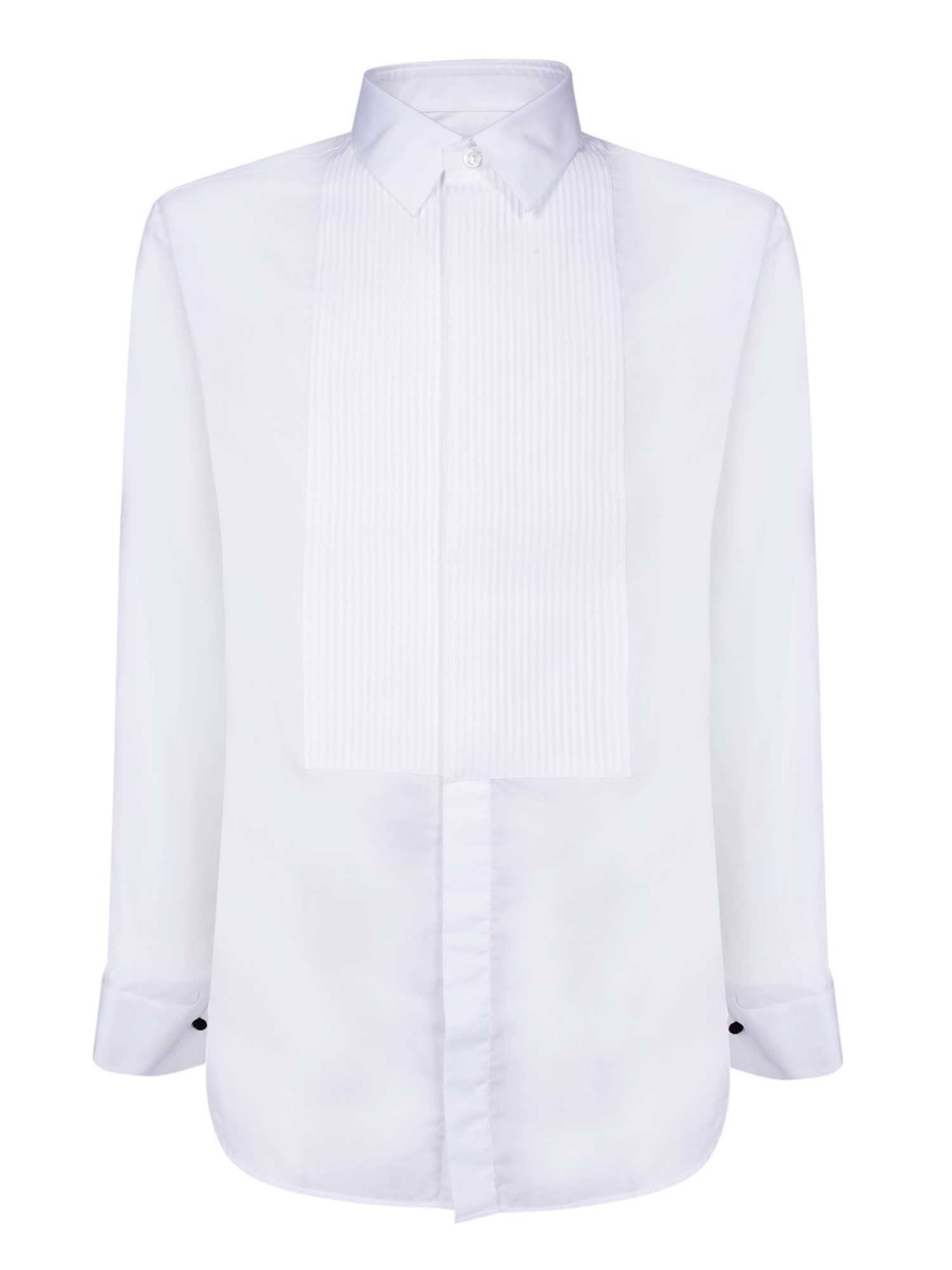 Shop Giorgio Armani White Pleat Shirt