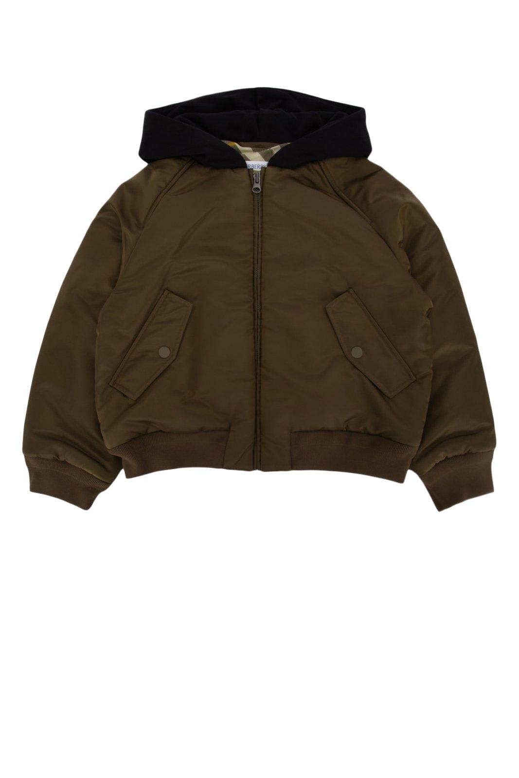 Burberry Kids' Zip-up Hooded Jacket In Brown