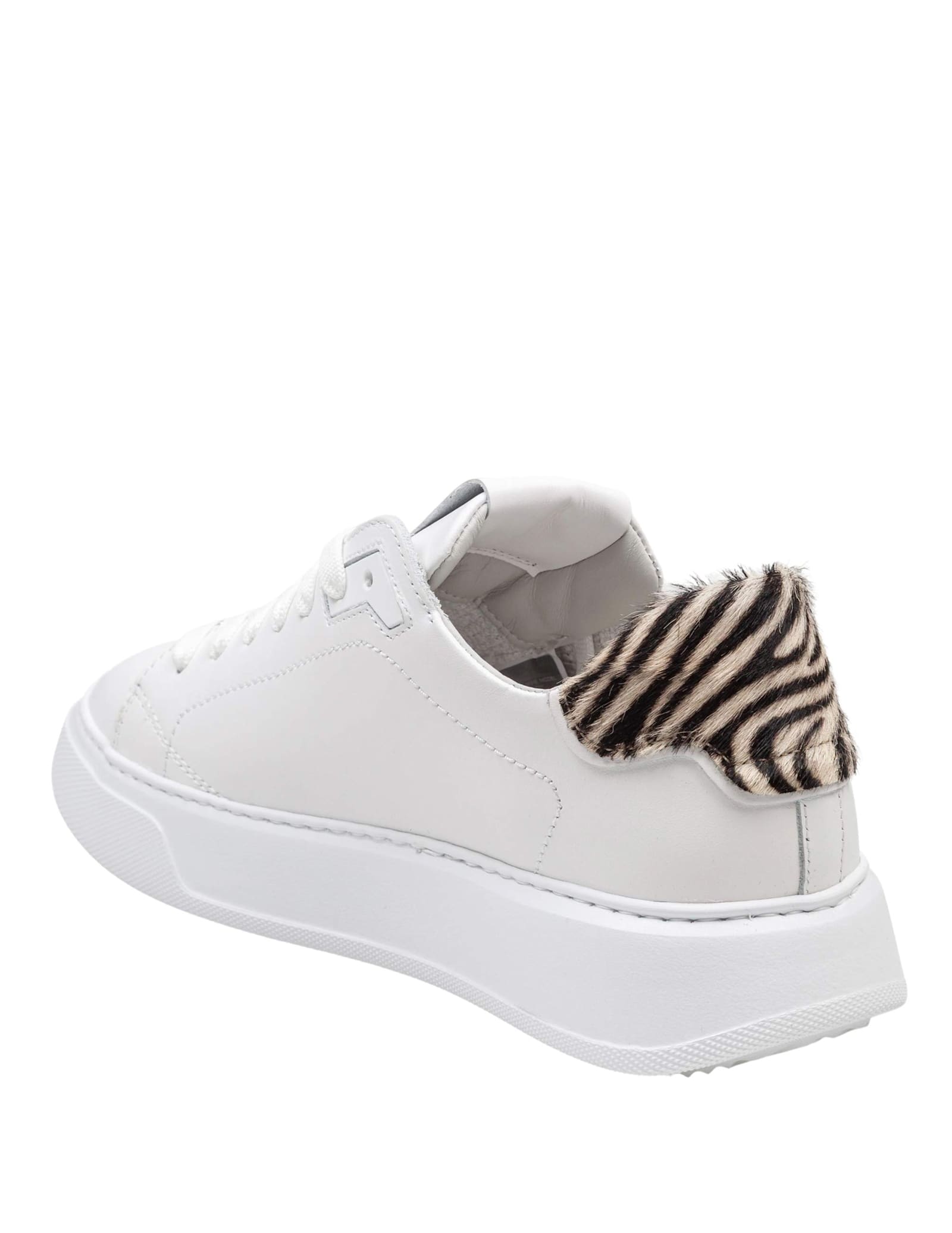 Philippe Model Temple Low Leather Sneakers In White With Animal-print Heel In White