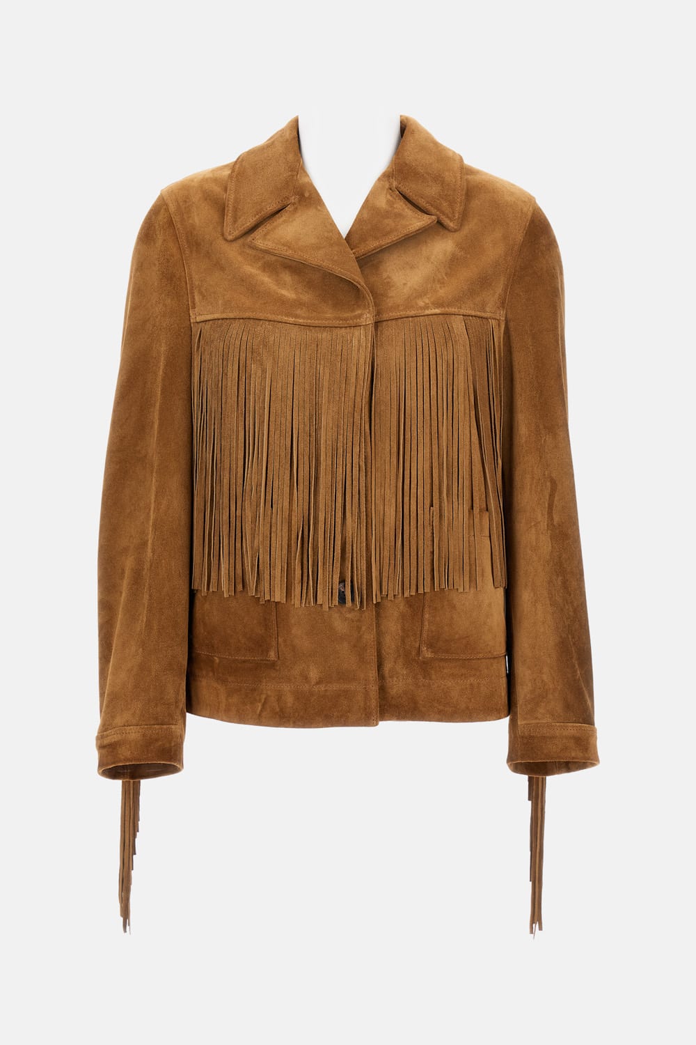 Jacket With Fringes In Waxed Calf Leather