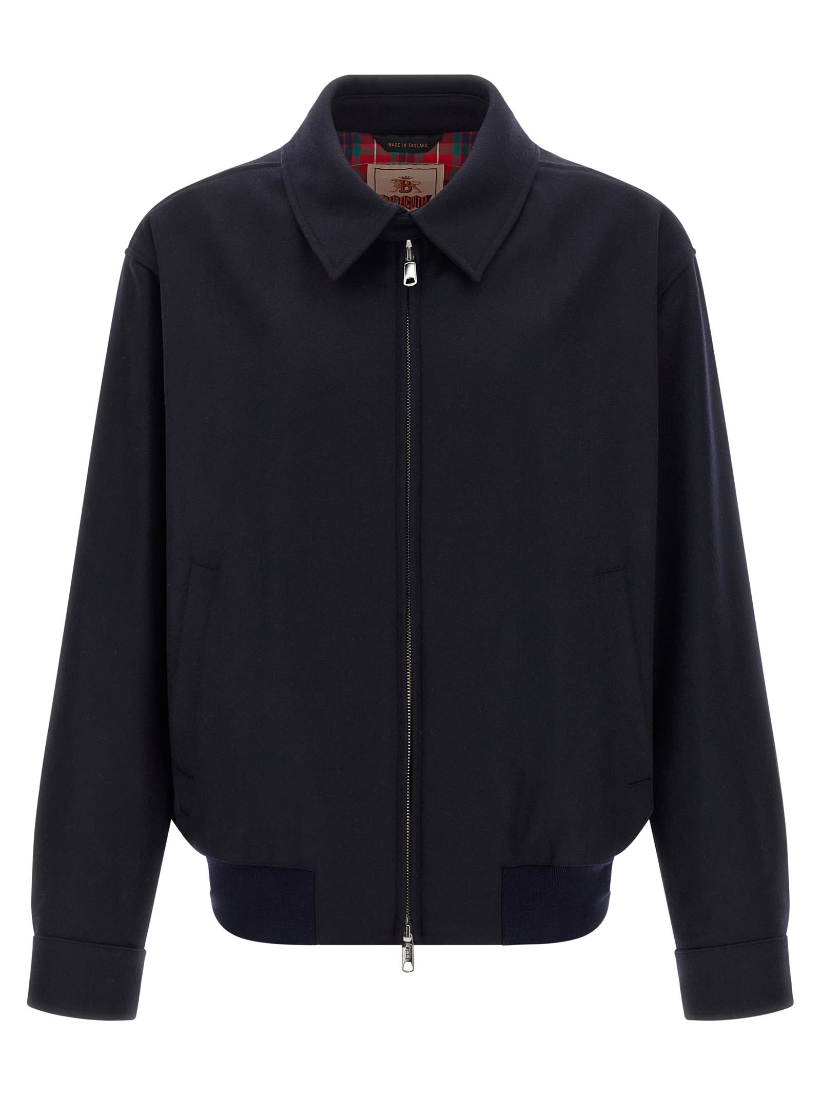 Baracuta Melton G18 Sweater Jacket With Buttoned Cuffs In Blue