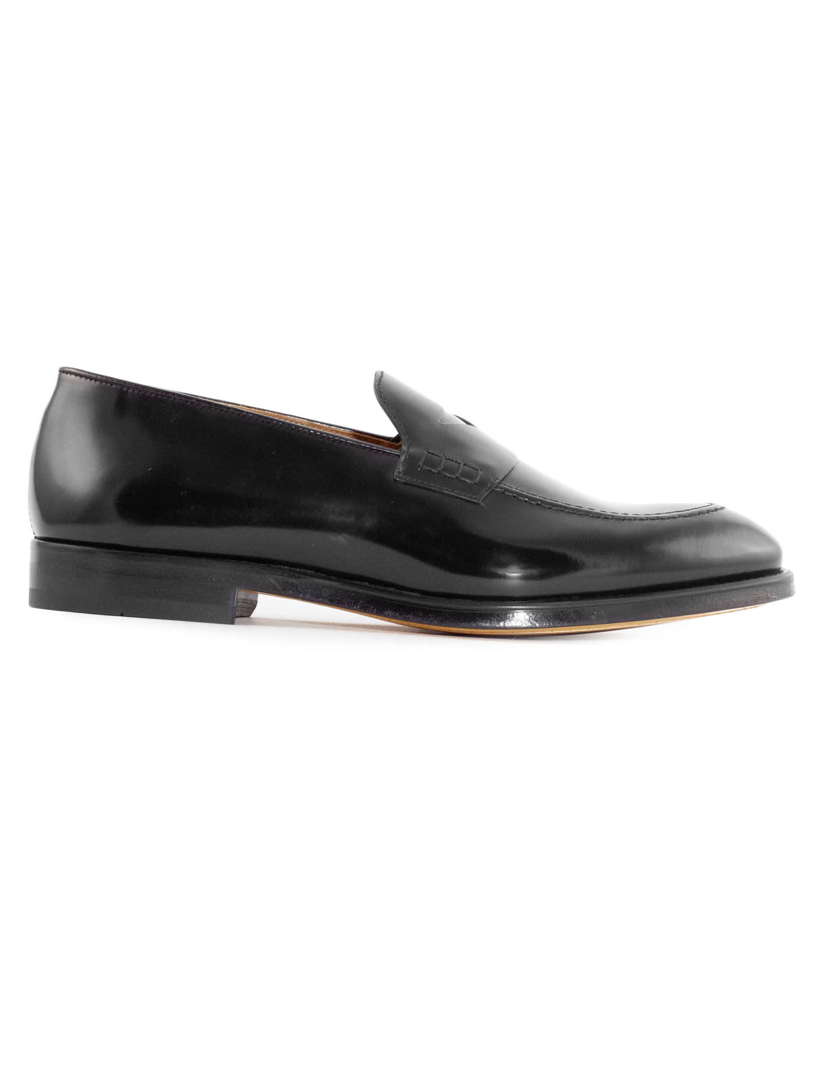 Doucal’s Black Brushed Calfskin Leather Loafer