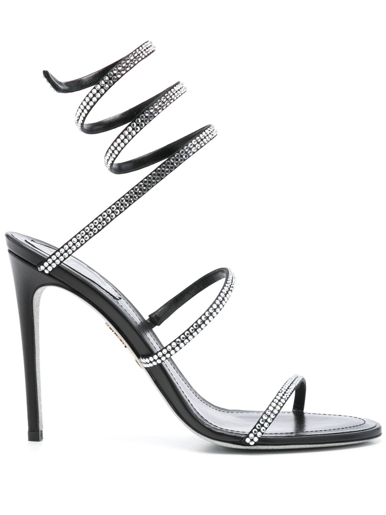 René Caovilla Black Calf Leather Sandals