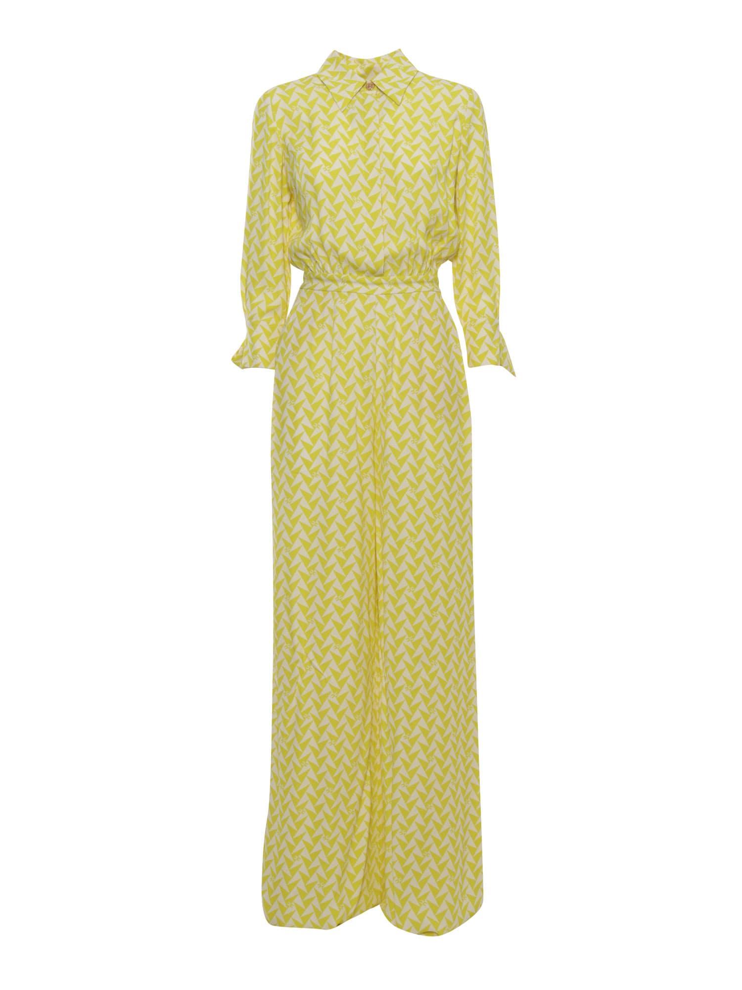 Shop Elisabetta Franchi Elegant Yellow Shirt Dress