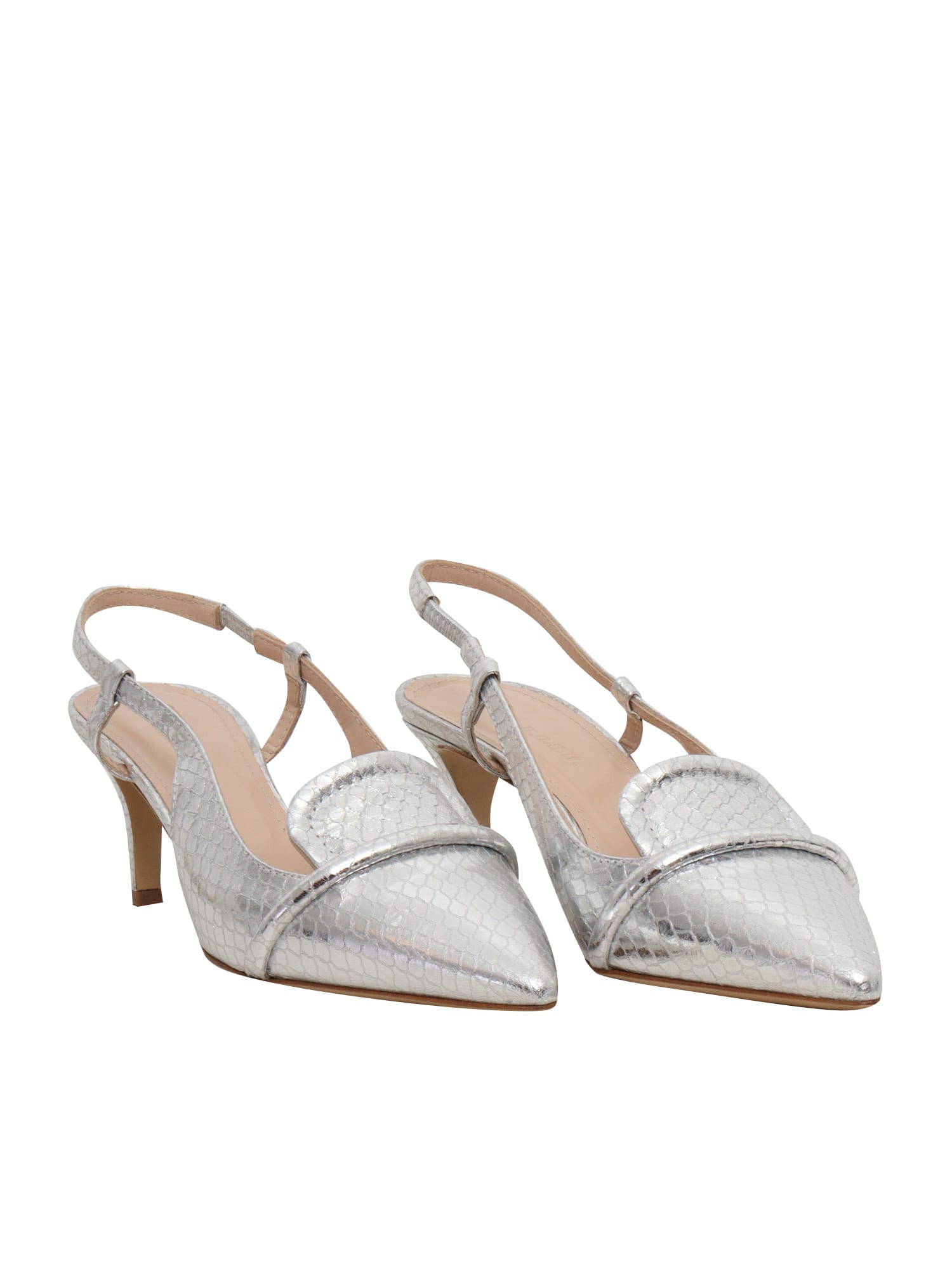 Shop P.a.r.o.s.h Silver Leather Sling Back